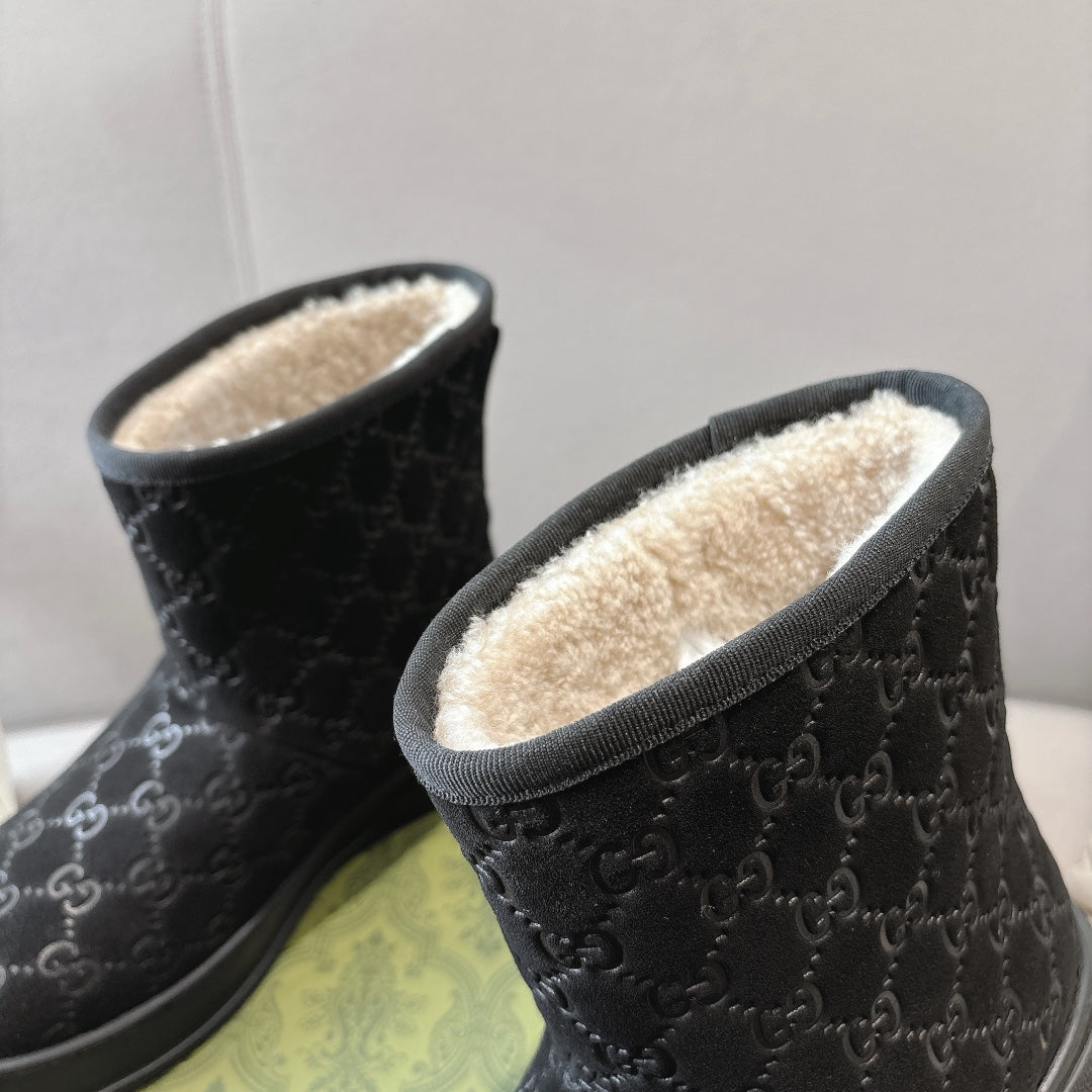 GG WOMEN担 BOOT GG SUDE CANVAS BLACK