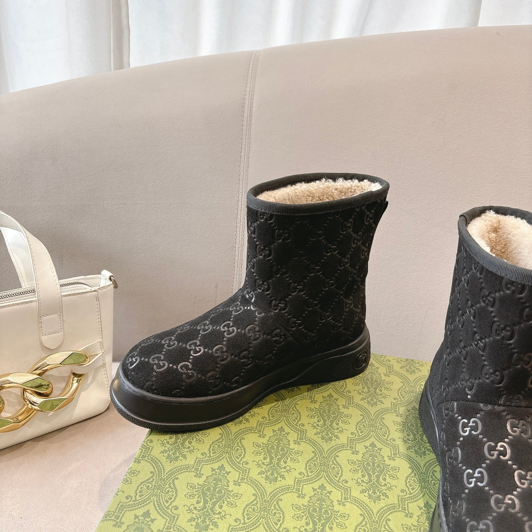 GG WOMEN担 BOOT GG SUDE CANVAS BLACK