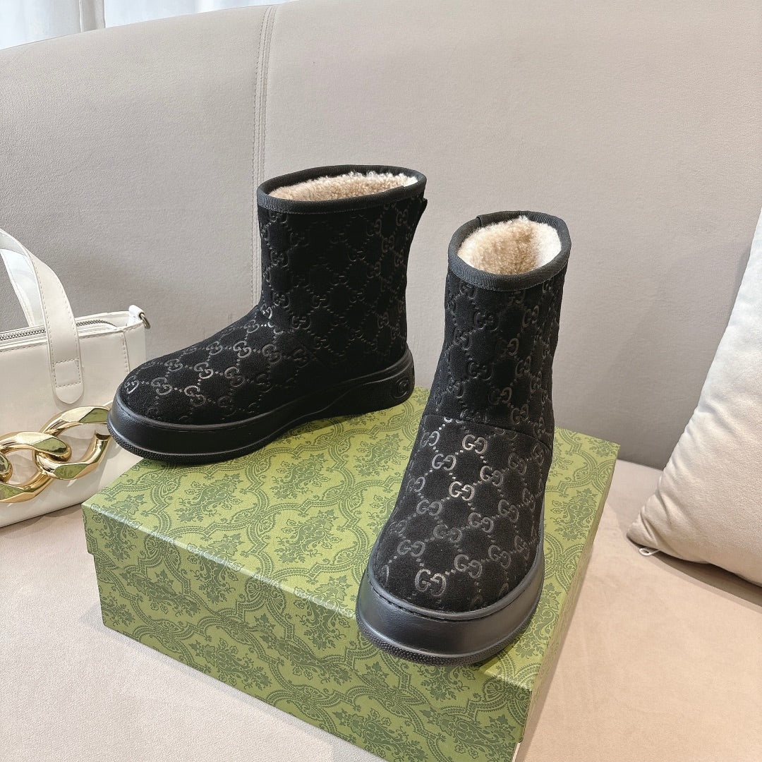 GG WOMEN担 BOOT GG SUDE CANVAS BLACK