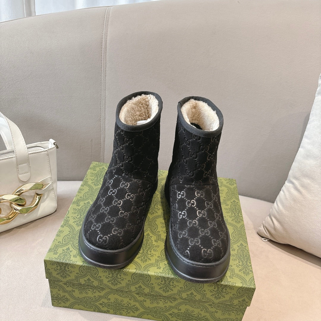 GG WOMEN担 BOOT GG SUDE CANVAS BLACK