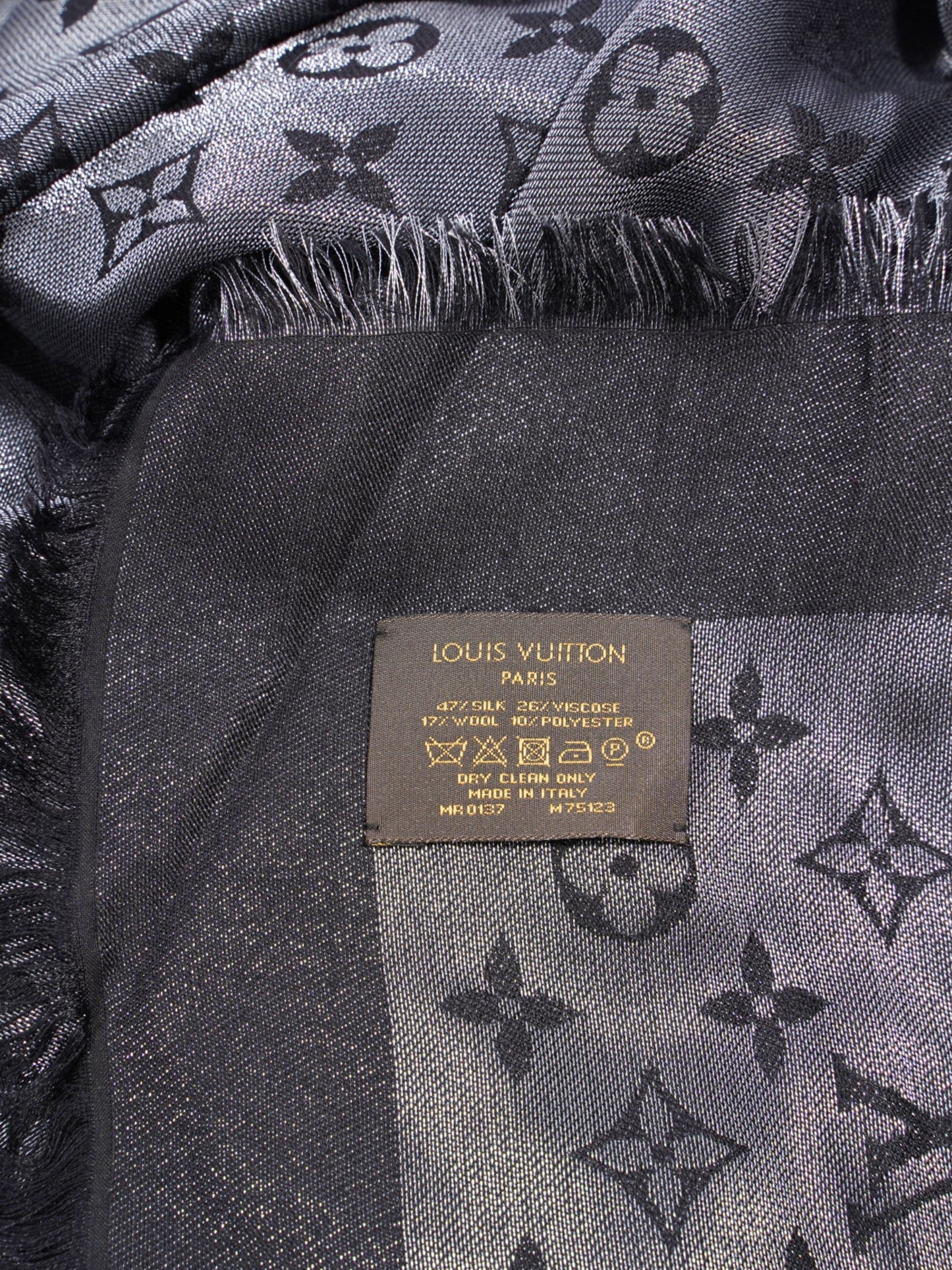 Louis Vuitton Chale Shawl Black Monogram Silk