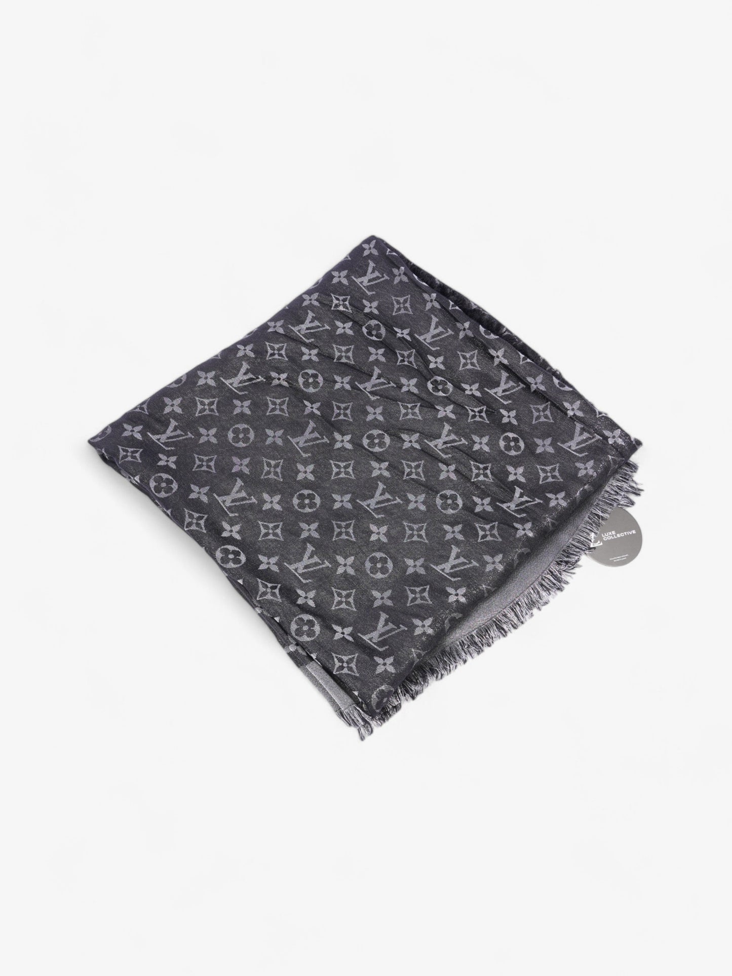 Louis Vuitton Chale Shawl Black Monogram Silk