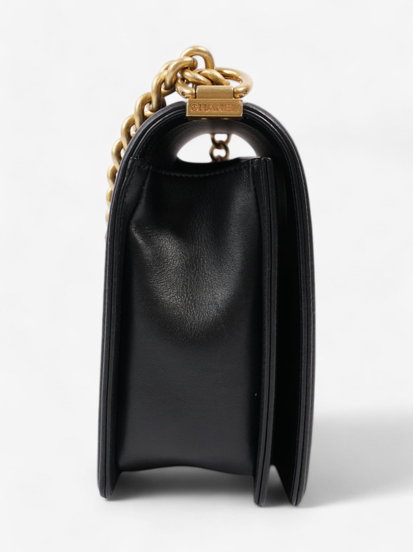 Chanel Boy Bag Black Lambskin Leather New Medium