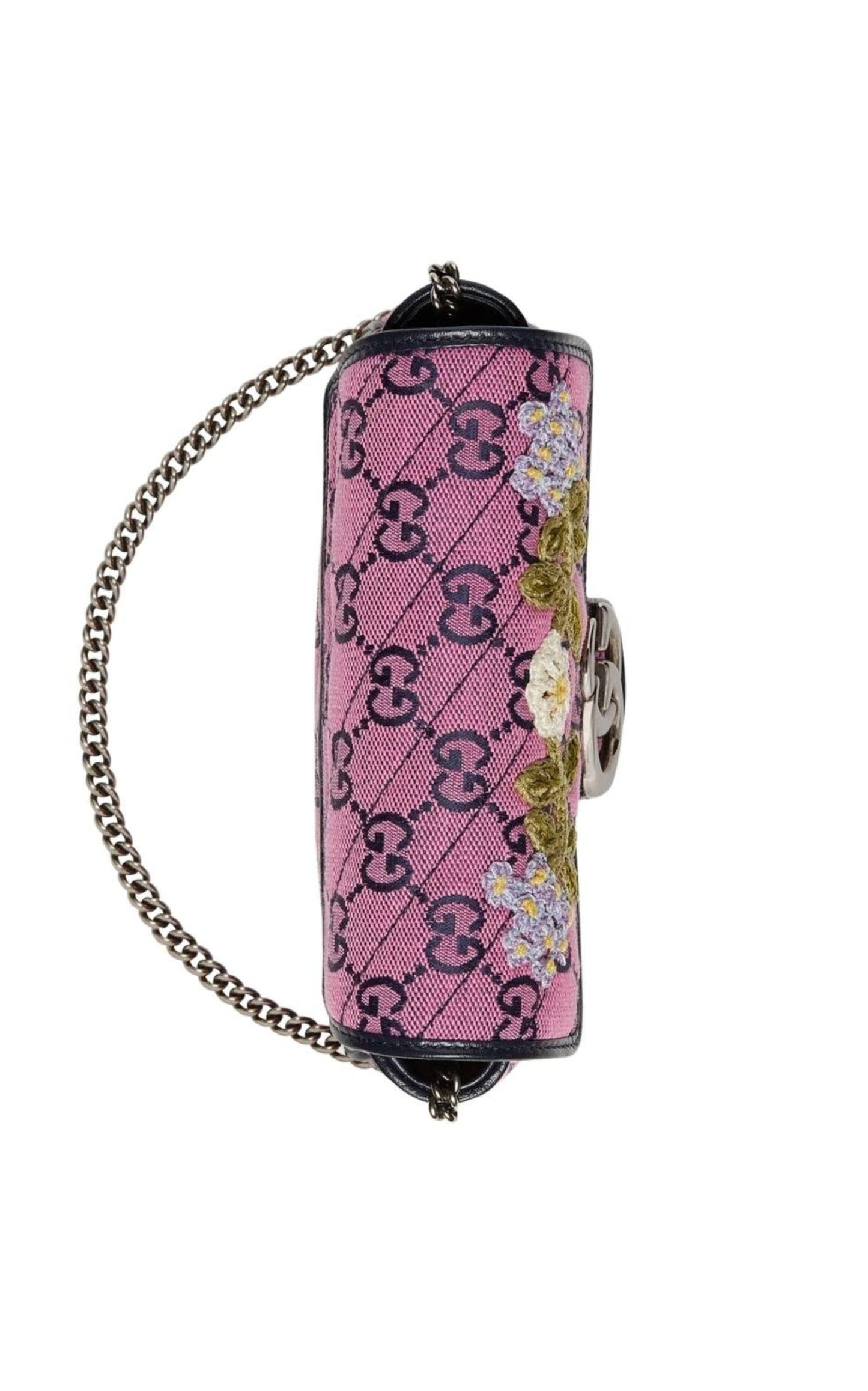 GG Marmont Pink Embroidery Super Mini Bag
