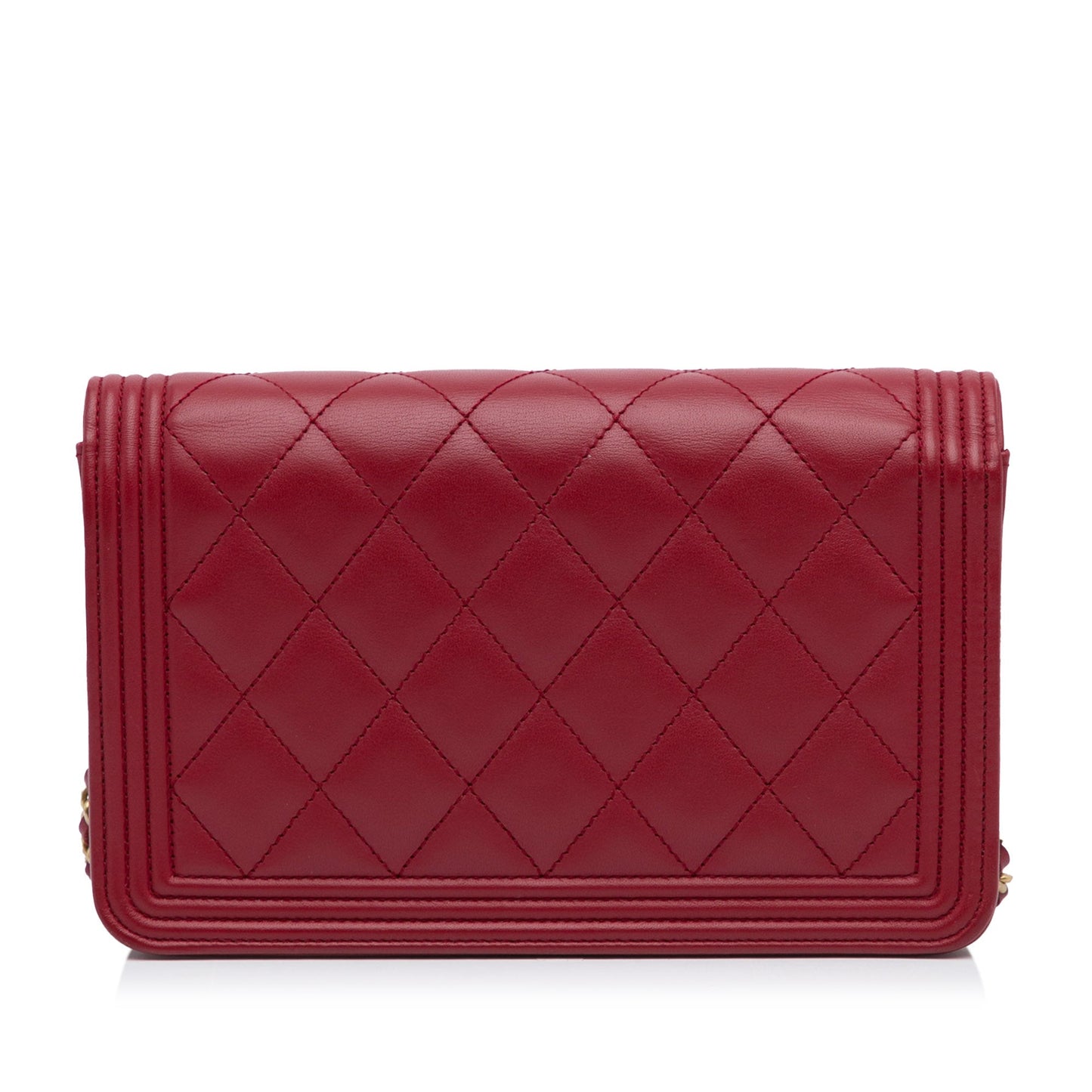 Chanel Boy Wallet on Chain Red Lambskin Gold