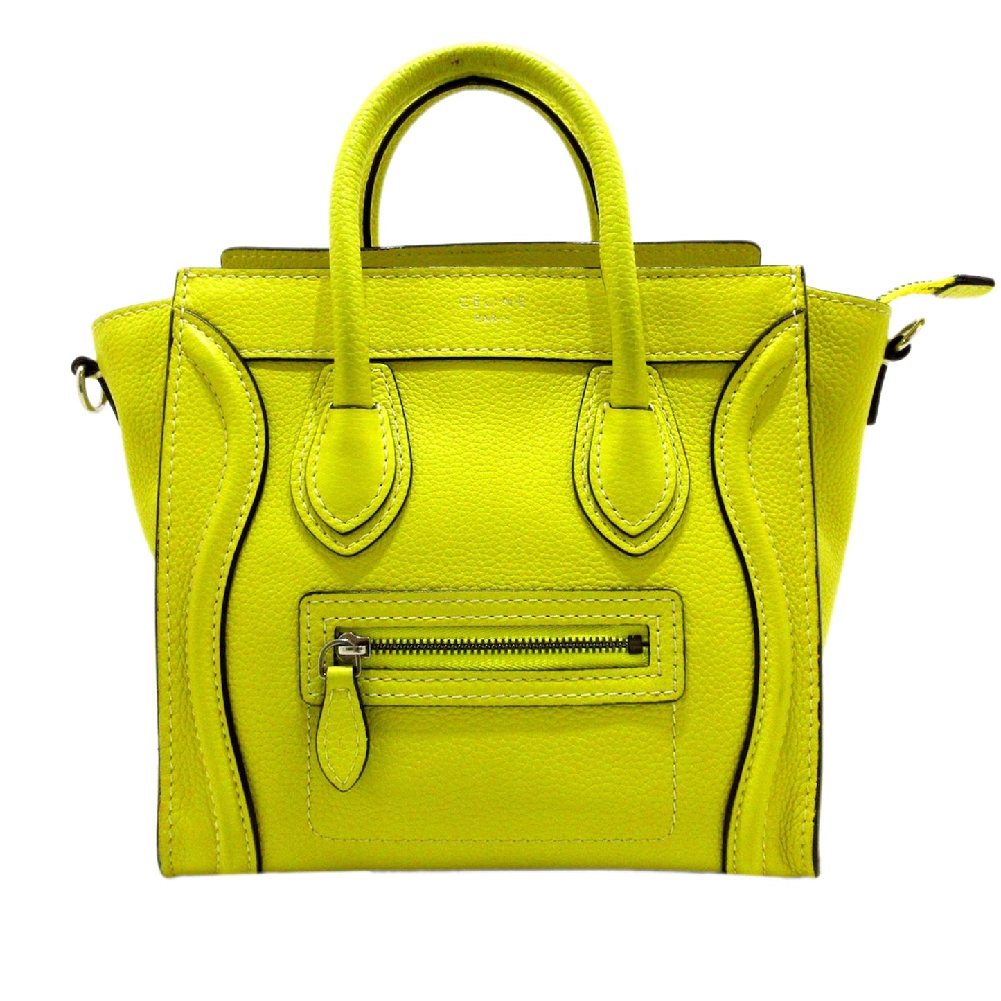 Yellow Celine Nano Luggage Leather Tote Bag