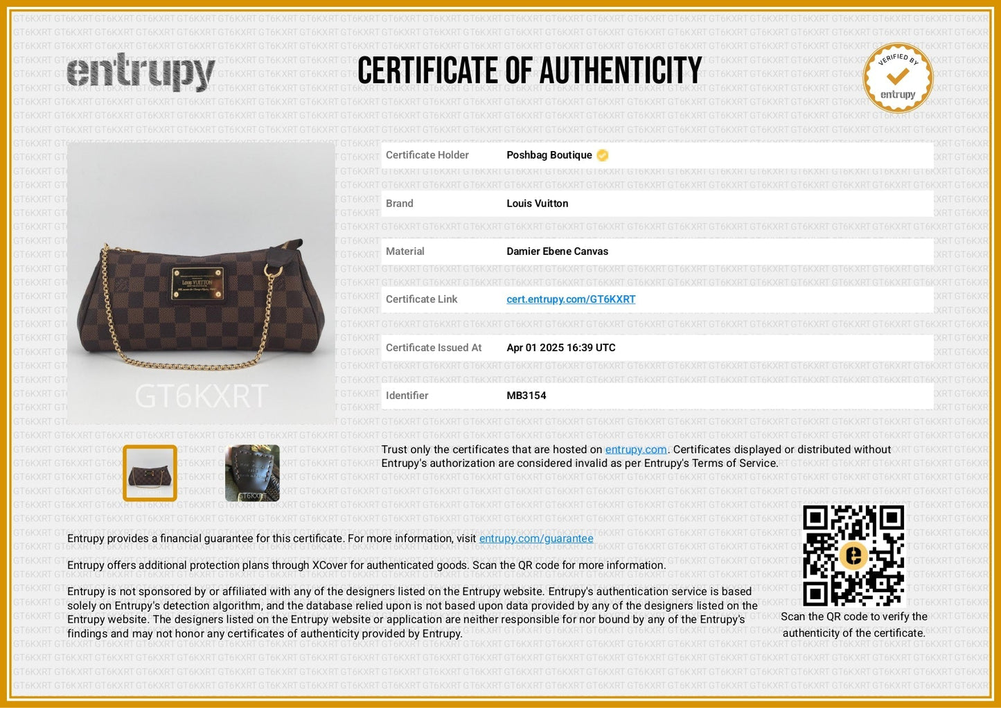 Louis Vuitto Eva Damier Ebene Crossbody Bag