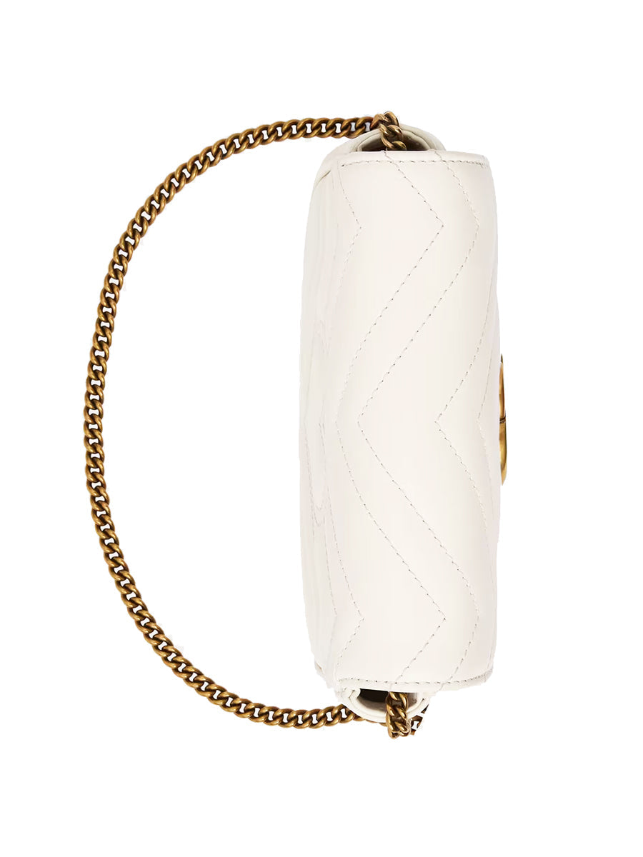 GG Marmont Super Mini MatelassÃƒÆ’Ã‚Â© White Leather Shoulder Bag