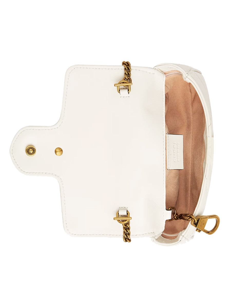 GG Marmont Super Mini MatelassÃƒÆ’Ã‚Â© White Leather Shoulder Bag