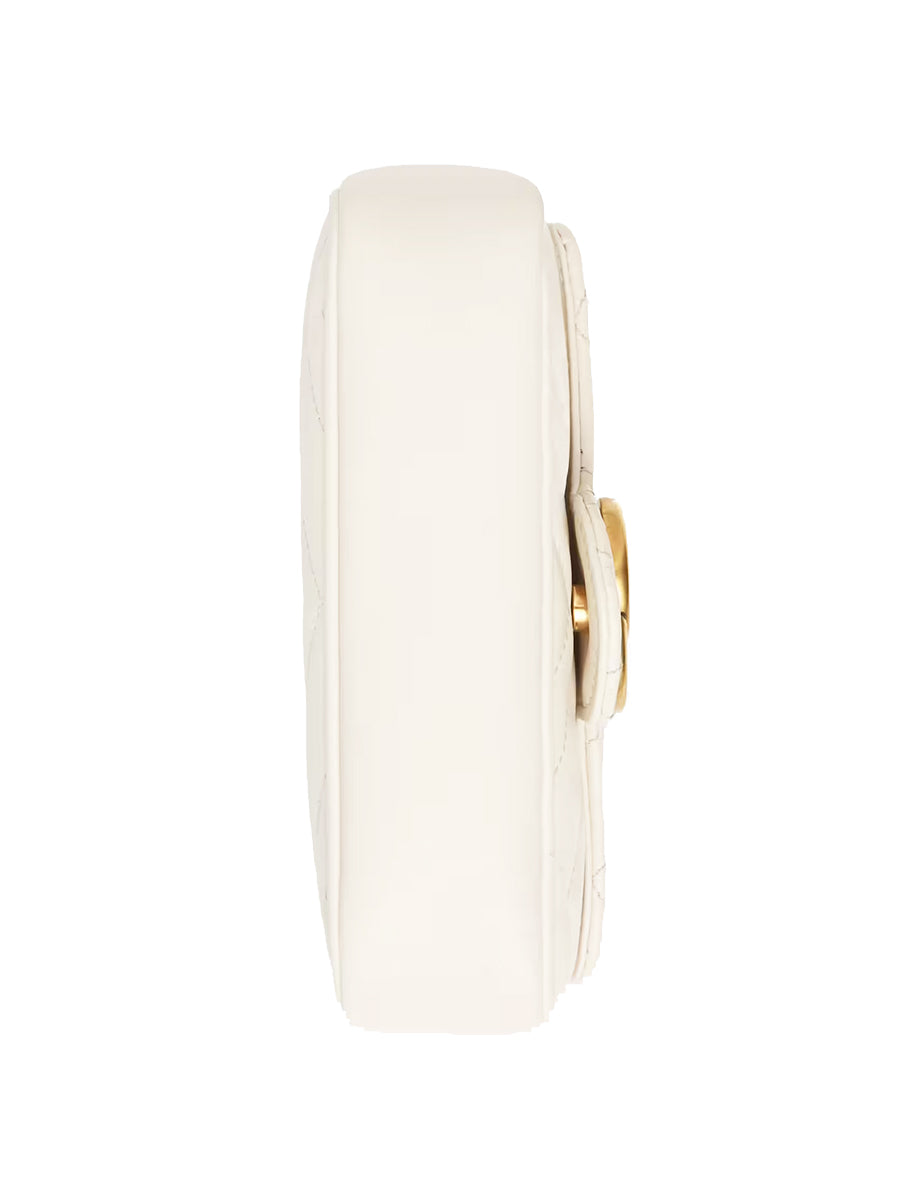 GG Marmont Super Mini MatelassÃƒÆ’Ã‚Â© White Leather Shoulder Bag