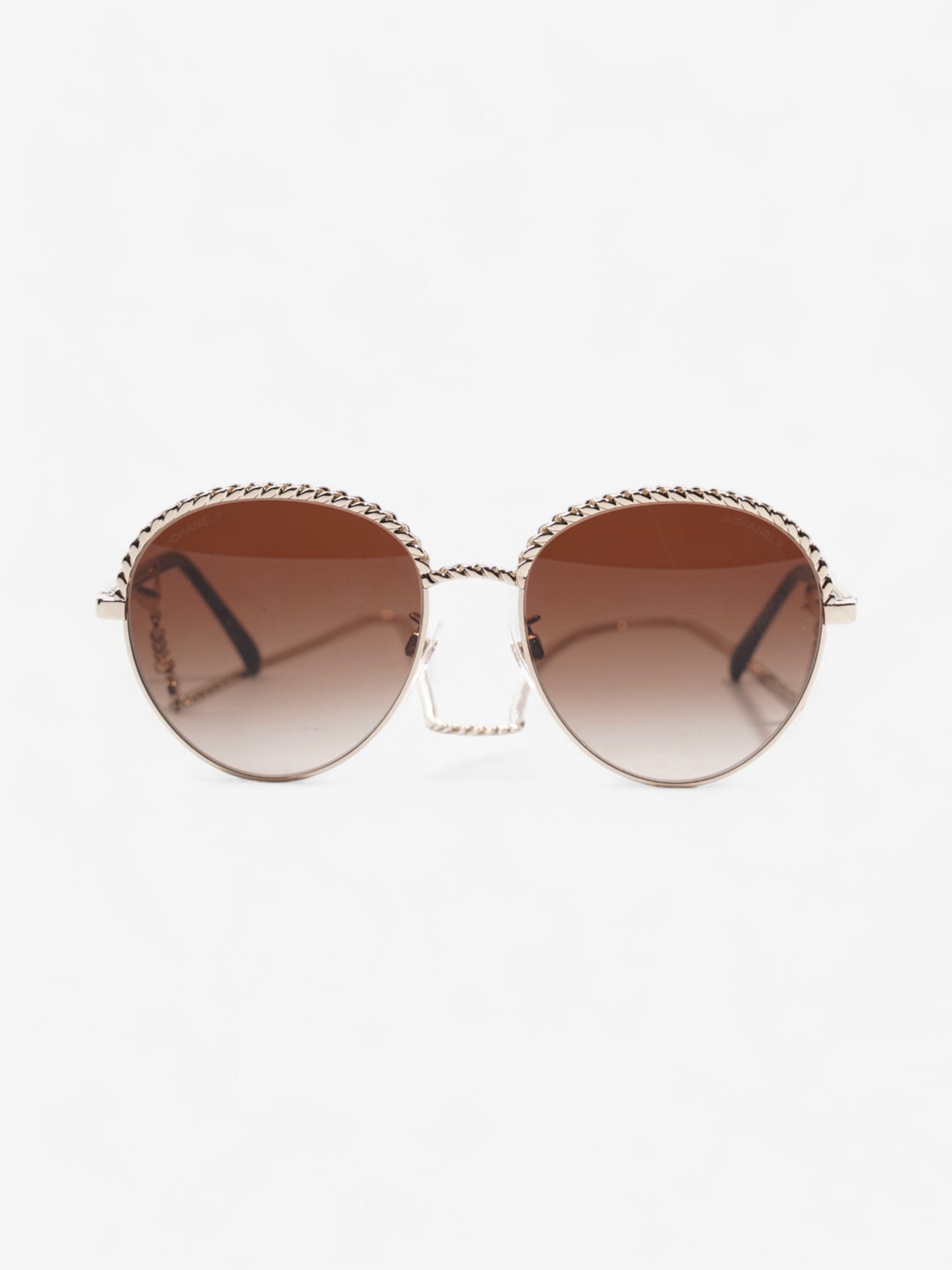 Chanel Round Chain Sunglasses Gold Base Metal 135mm