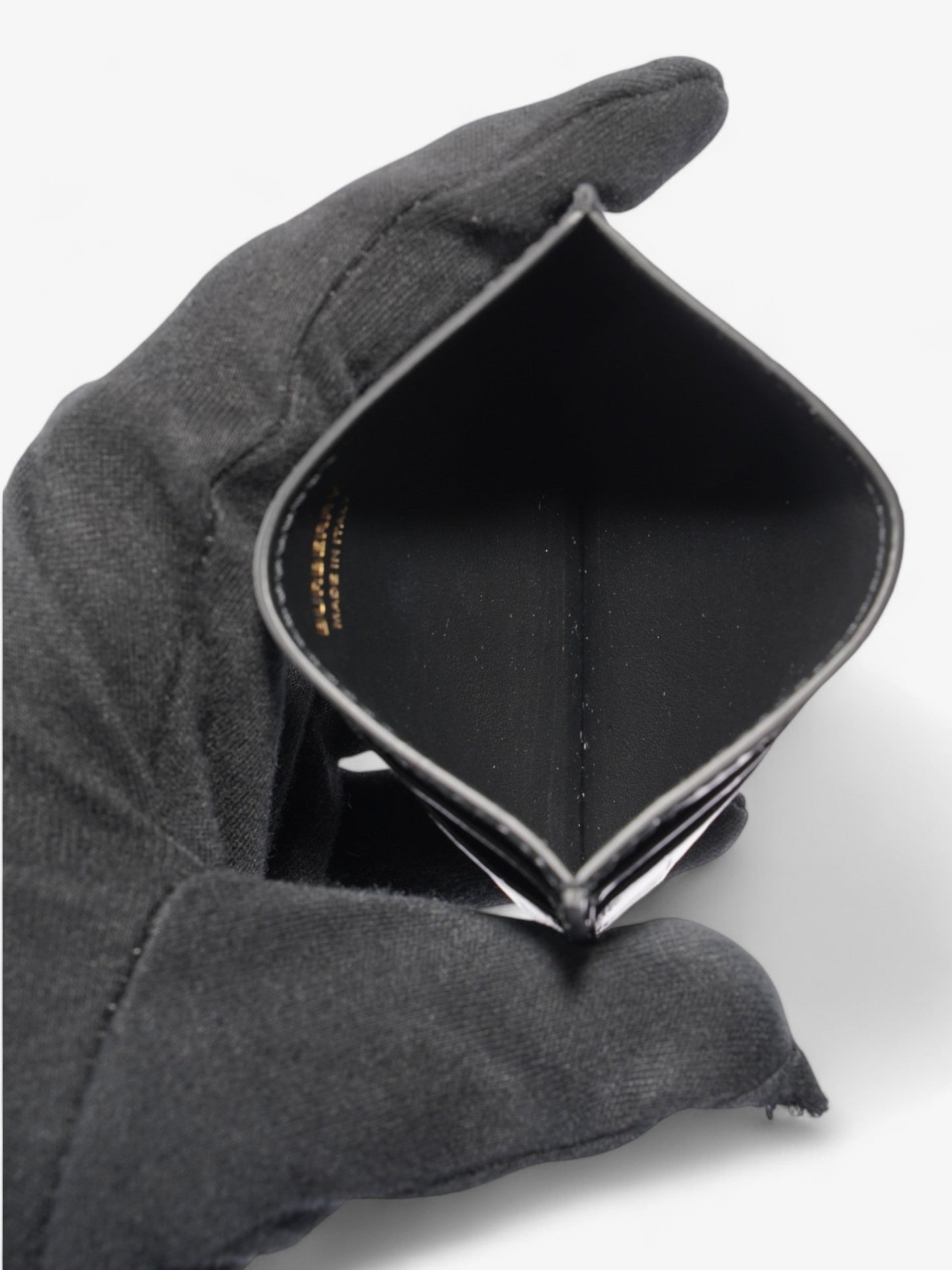 Burberry TB Card Holder Black Embossed Leather