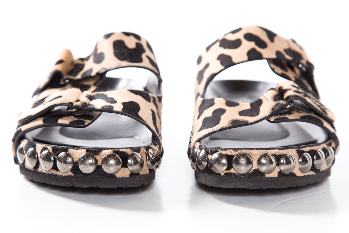 Giambattista Vall Leopard Print Calf Hair Slide Sandals SZ 40.5  Sale