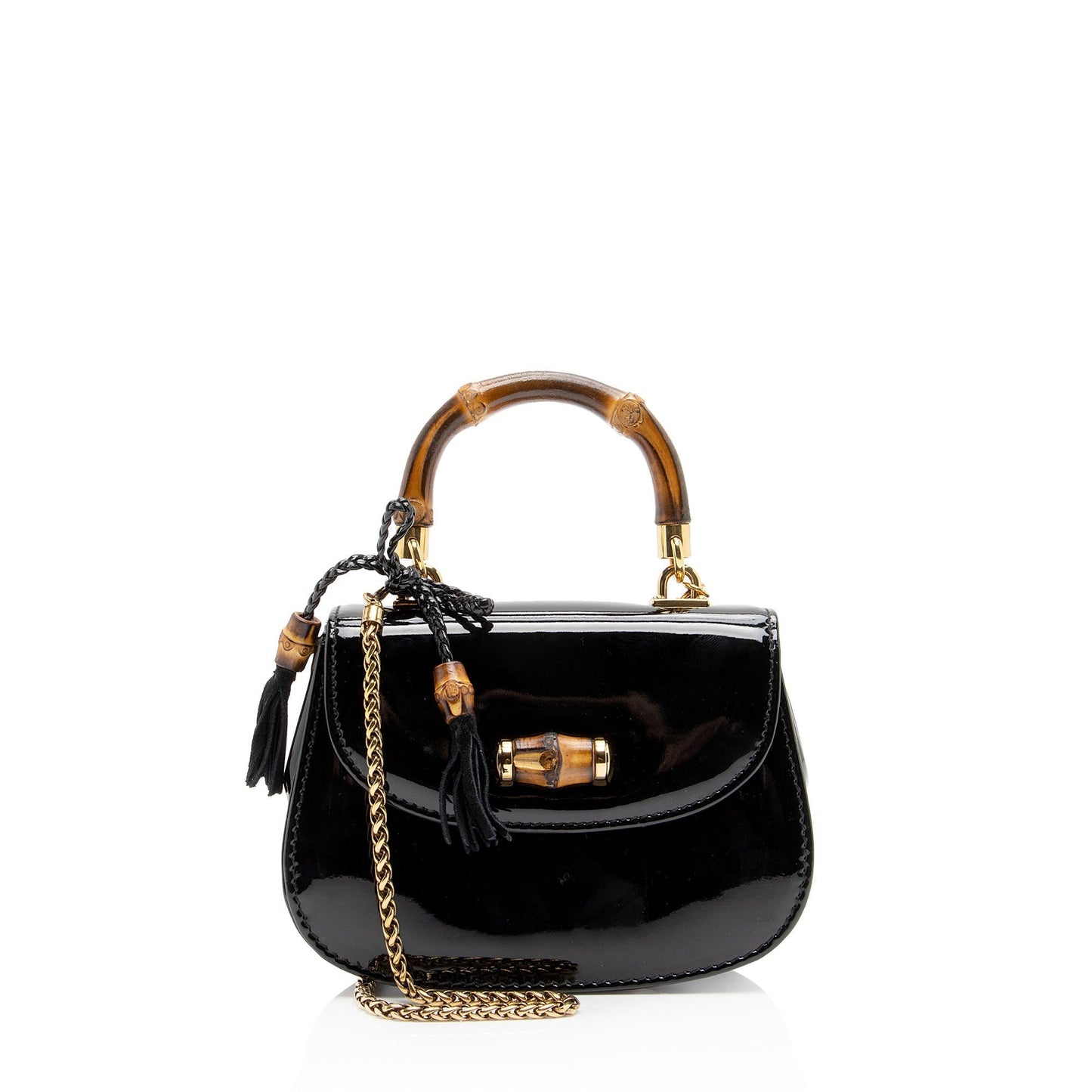 Gucci Patent Leather Bamboo Night Evening Bag (SHF-Mr23VK)
