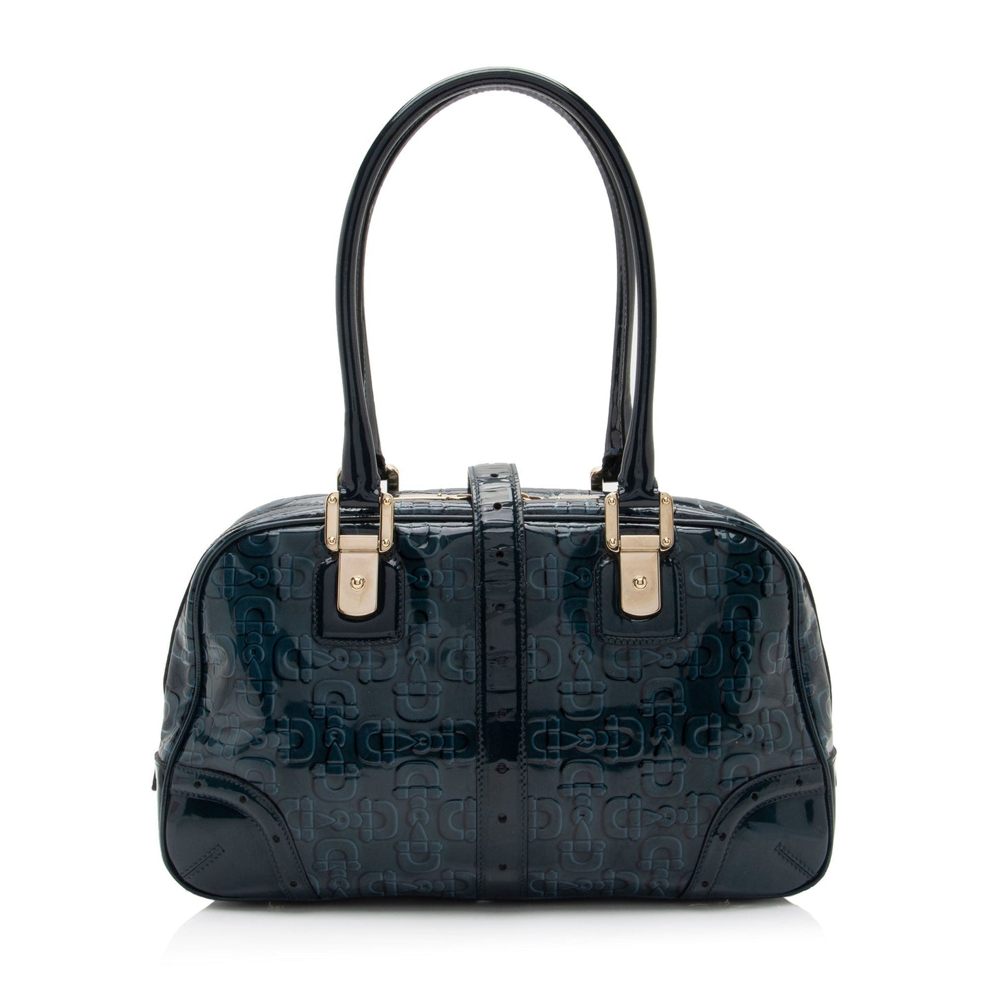 Gucci Embossed Horsebit Patent Leather Satchel (SHF-YEYjof)