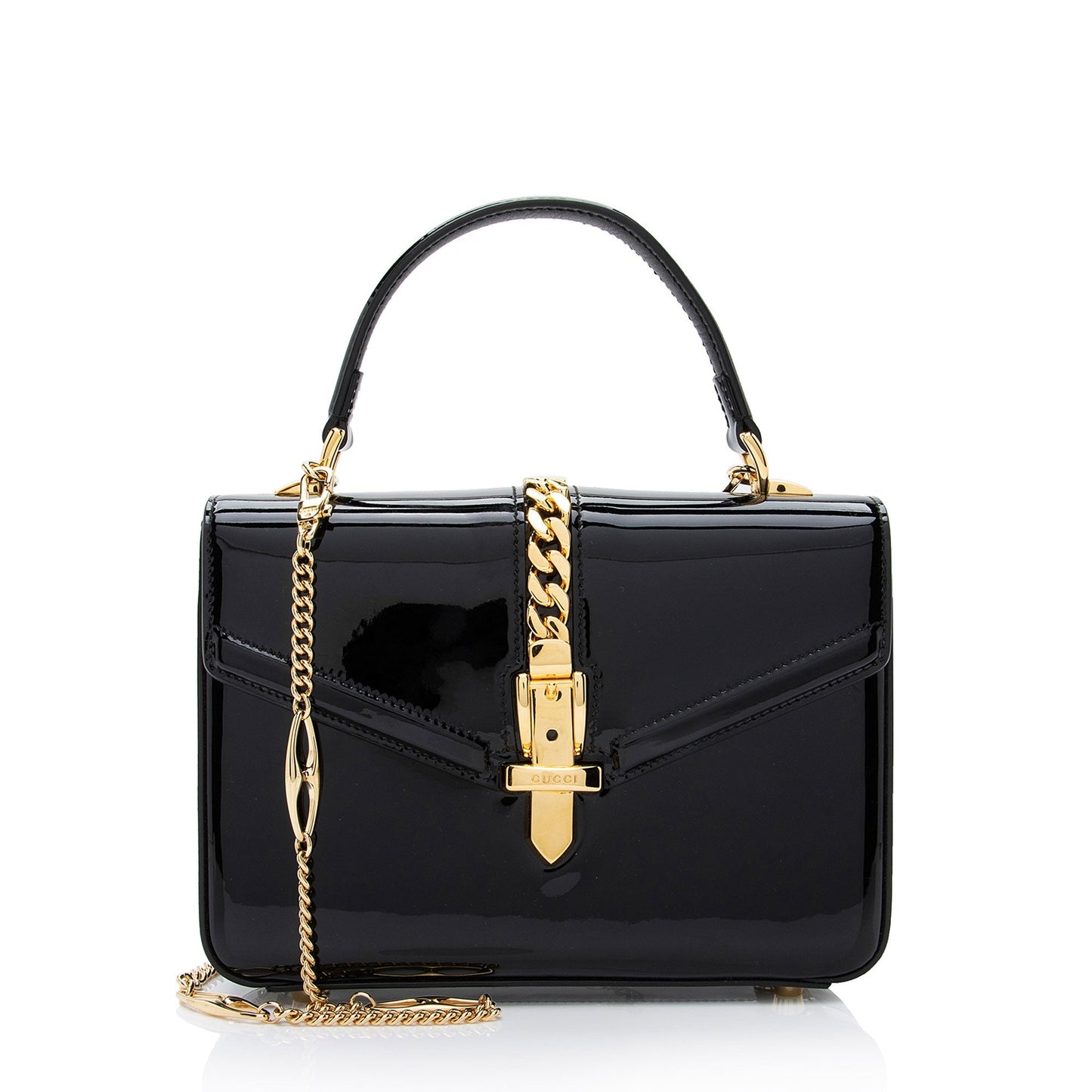 Gucci Patent Leather Sylvie 1969 Mini Top Handle (SHF-LRHVS4)
