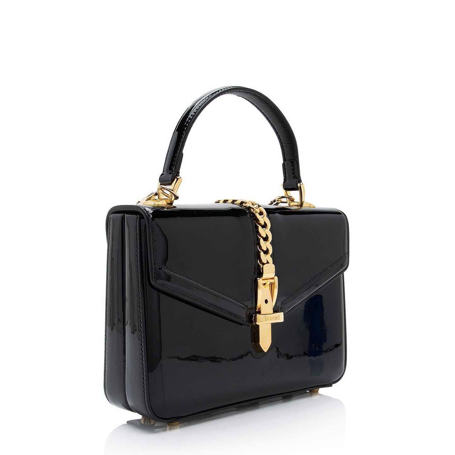 Gucci Patent Leather Sylvie 1969 Mini Top Handle (SHF-LRHVS4)