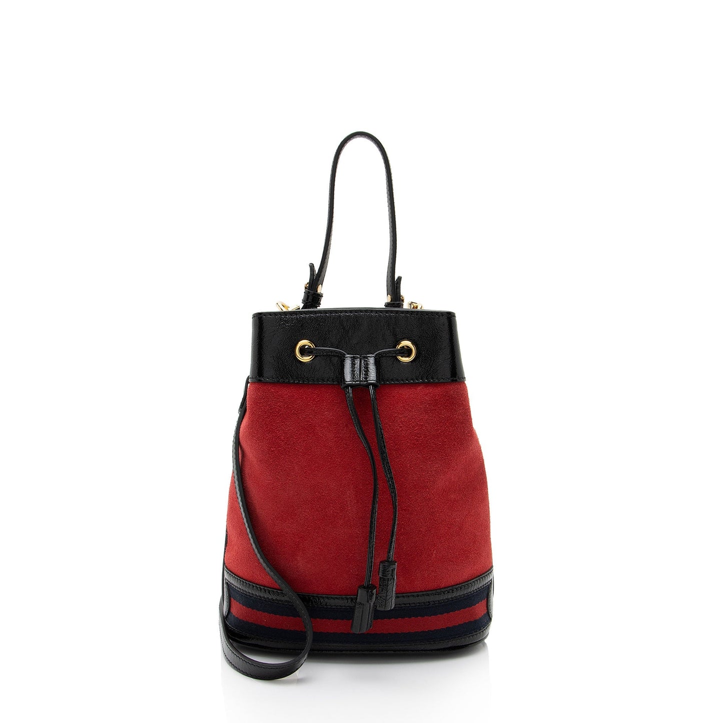 Gucci Suede Patent Leather Ophidia Small Bucket Bag (SHF-Ig61ee)