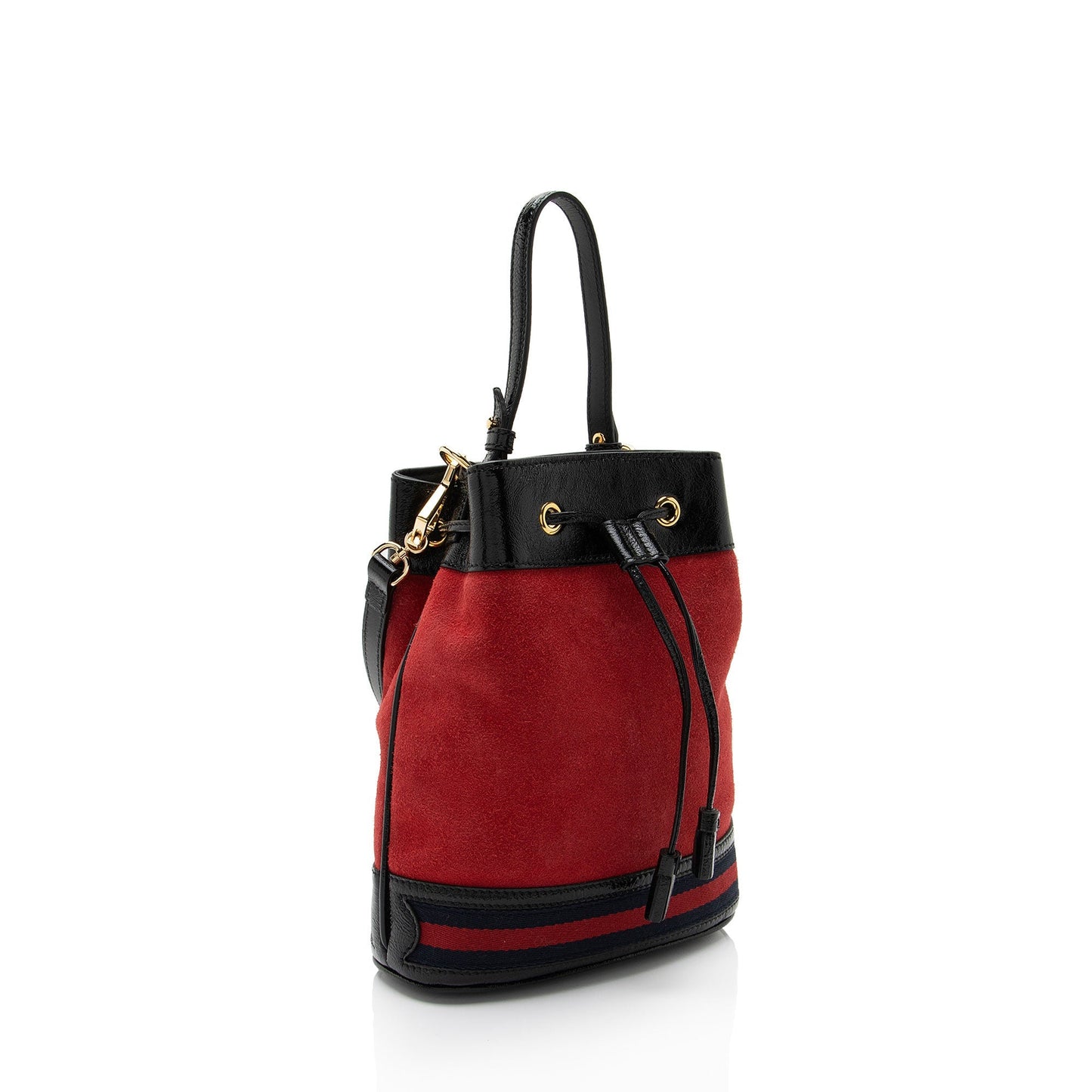 Gucci Suede Patent Leather Ophidia Small Bucket Bag (SHF-Ig61ee)