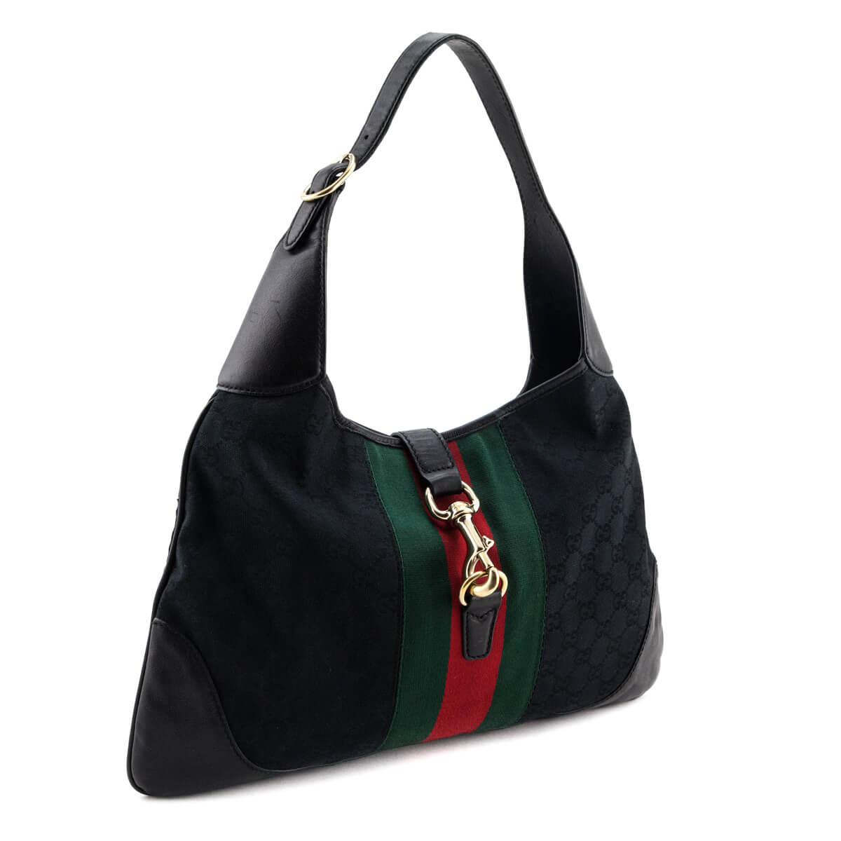 Gucci Black Monogram Canvas Large Jackie O Bouvier Hobo