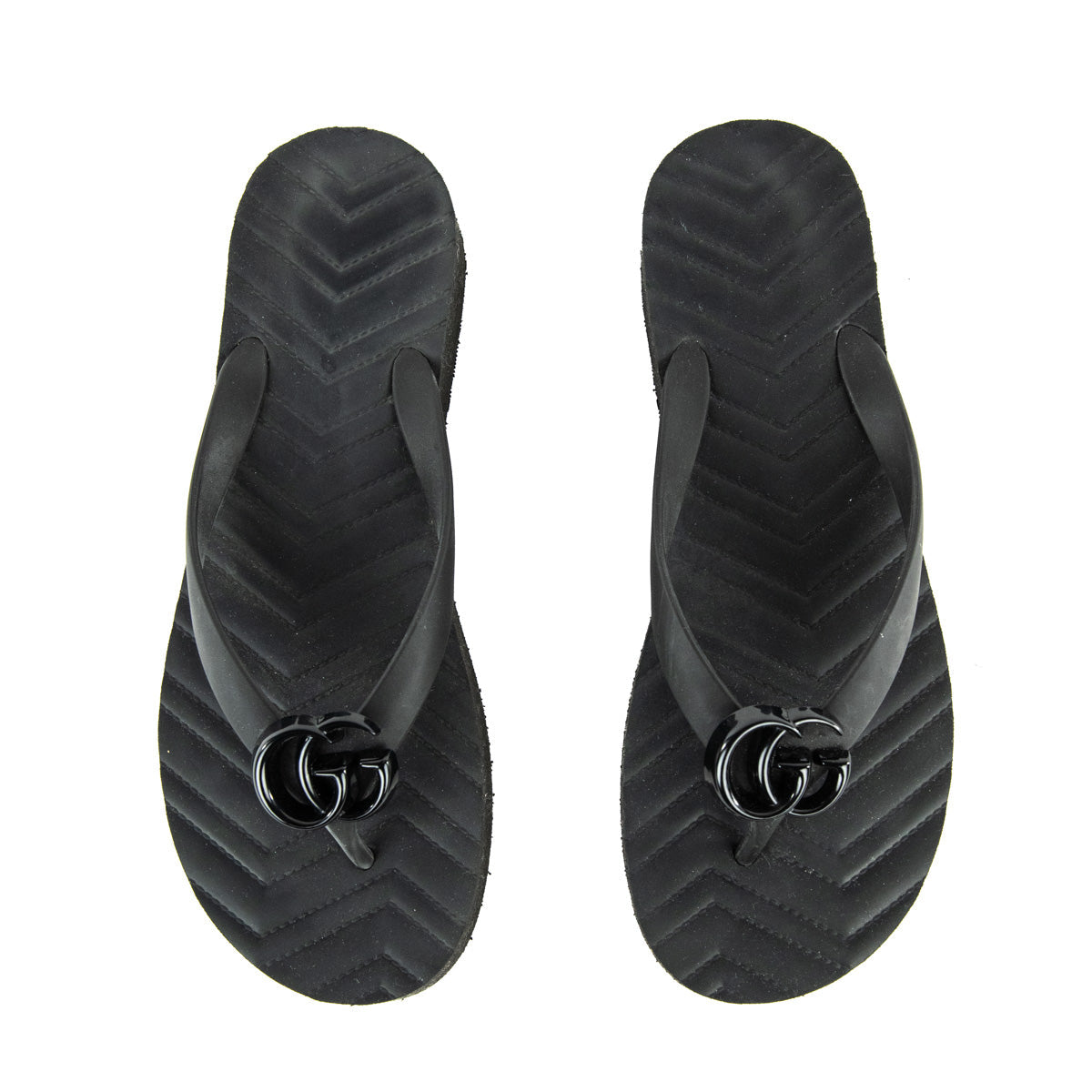Gucci Black Pascar GG Platform Flip Flops Size US 8 | EU 38