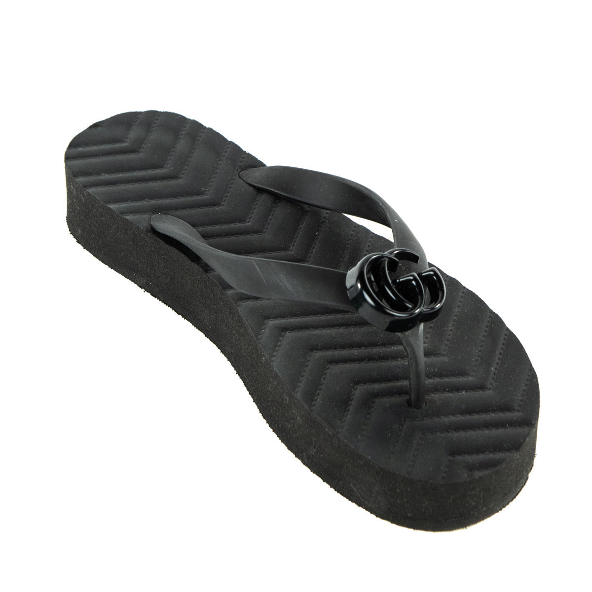 Gucci Black Pascar GG Platform Flip Flops Size US 8 | EU 38
