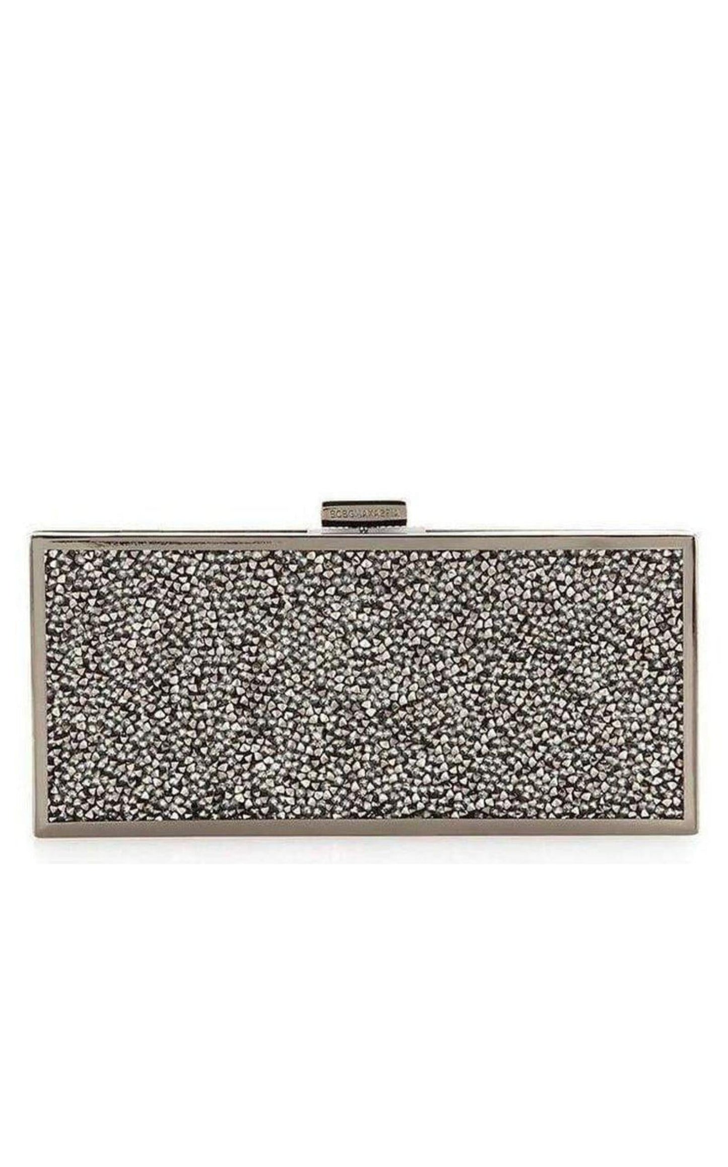 Gunmetal Ariana Rock Crystal Hard Clutch