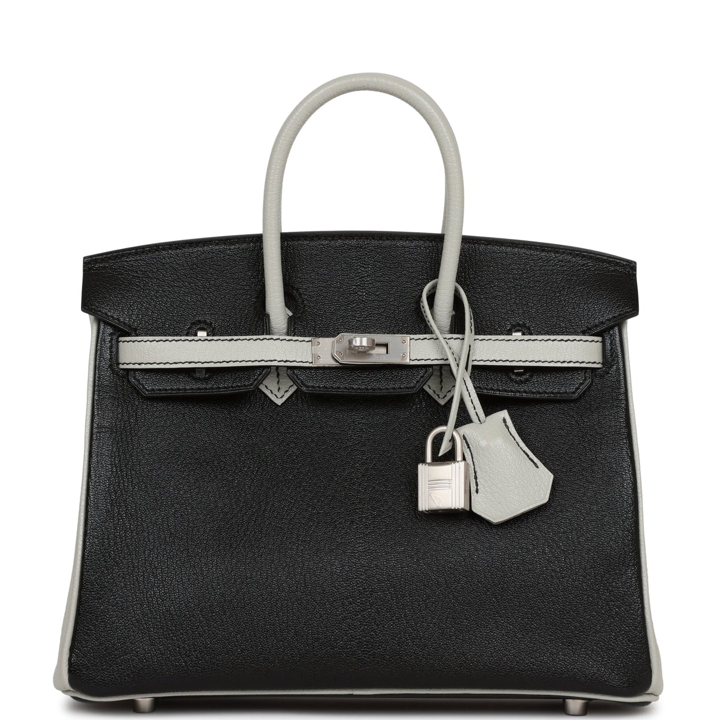 Hermes Special Order (HSS) Birkin 25 Black and Gris Perle ChÃƒÆ’Ã‚Â¨vre Brushed Palladium Hardware
