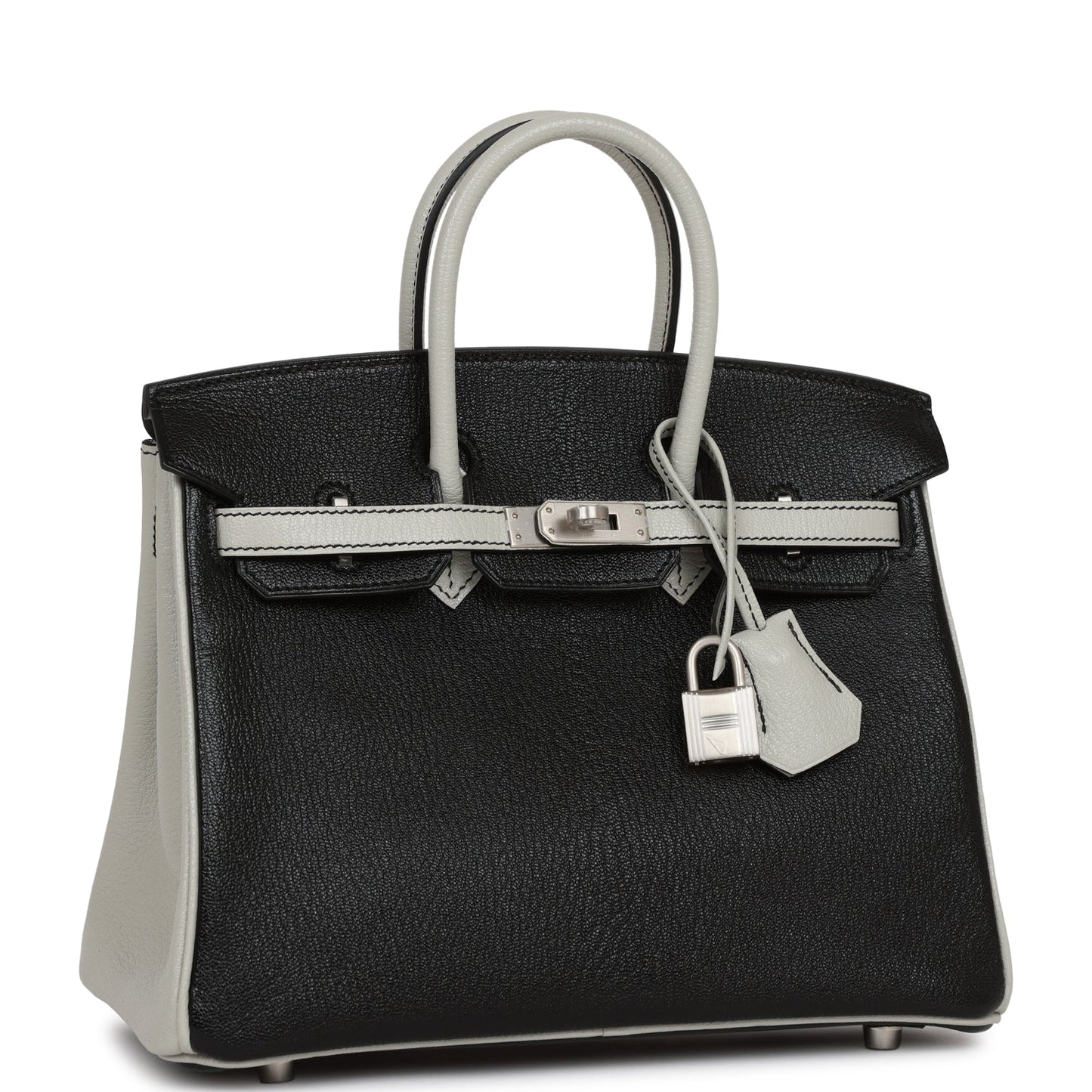 Hermes Special Order (HSS) Birkin 25 Black and Gris Perle ChÃƒÆ’Ã‚Â¨vre Brushed Palladium Hardware