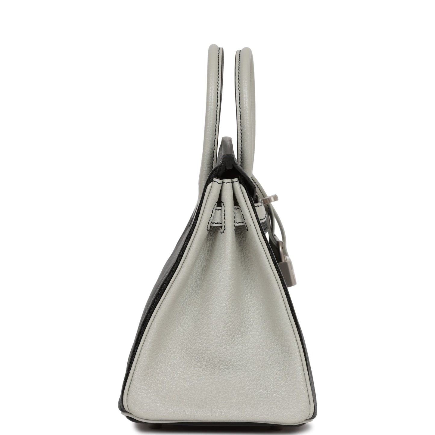 Hermes Special Order (HSS) Birkin 25 Black and Gris Perle ChÃƒÆ’Ã‚Â¨vre Brushed Palladium Hardware