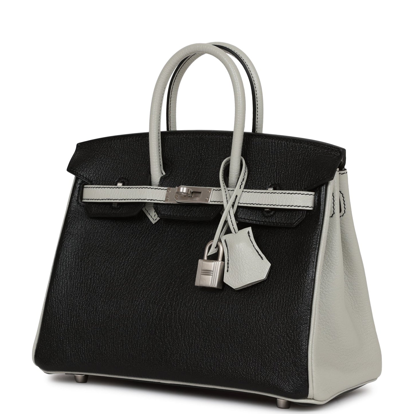 Hermes Special Order (HSS) Birkin 25 Black and Gris Perle ChÃƒÆ’Ã‚Â¨vre Brushed Palladium Hardware