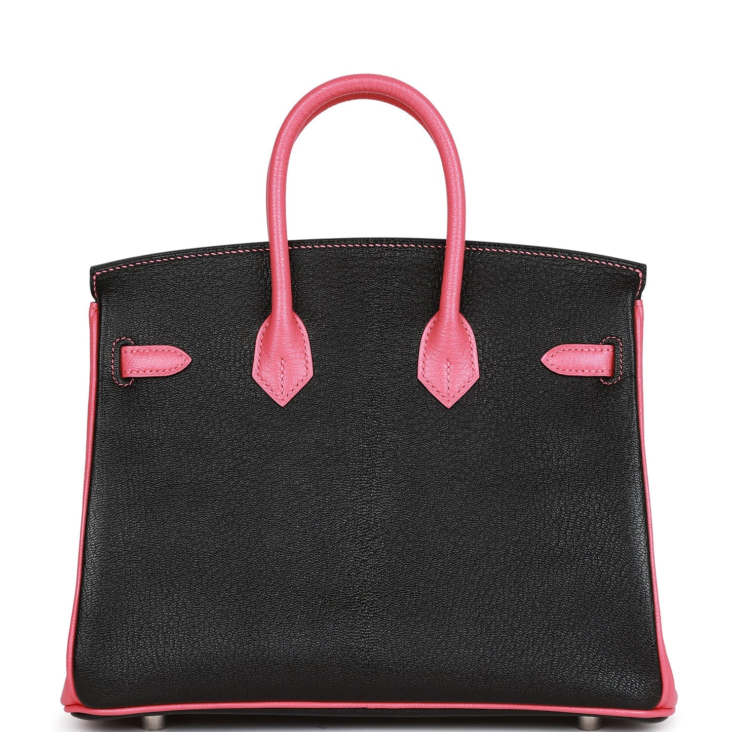Hermes Special Order (HSS) Birkin 25 Black and Rose Azalee ChÃƒÆ’Ã‚Â¨vre Brushed Palladium Hardware