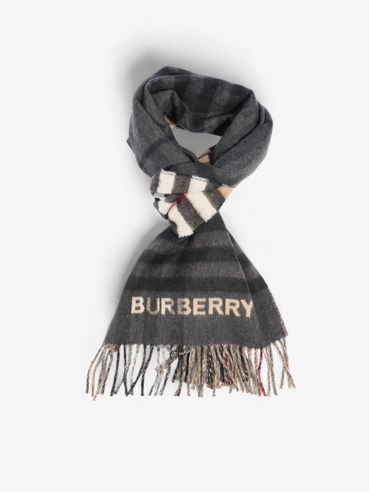 Burberry Giant Check Lateral Split Scarf Archive Beige / Black Cashmere