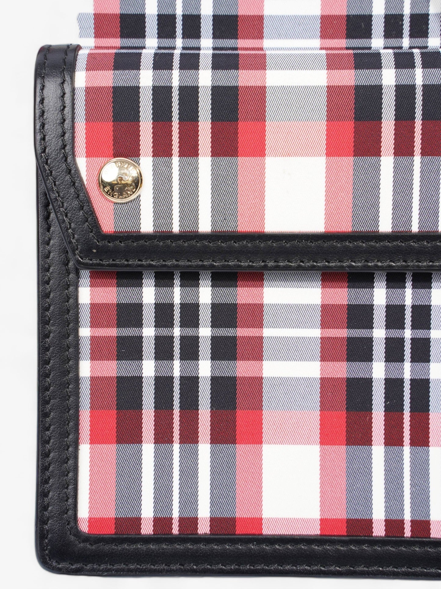 Burberry Mini Pocket Red And Black Check Leather