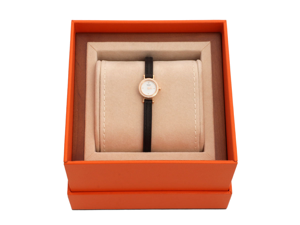 HermÃ¨s Mini 18K Rose Gold Diamond Faubourg Watch 15mm