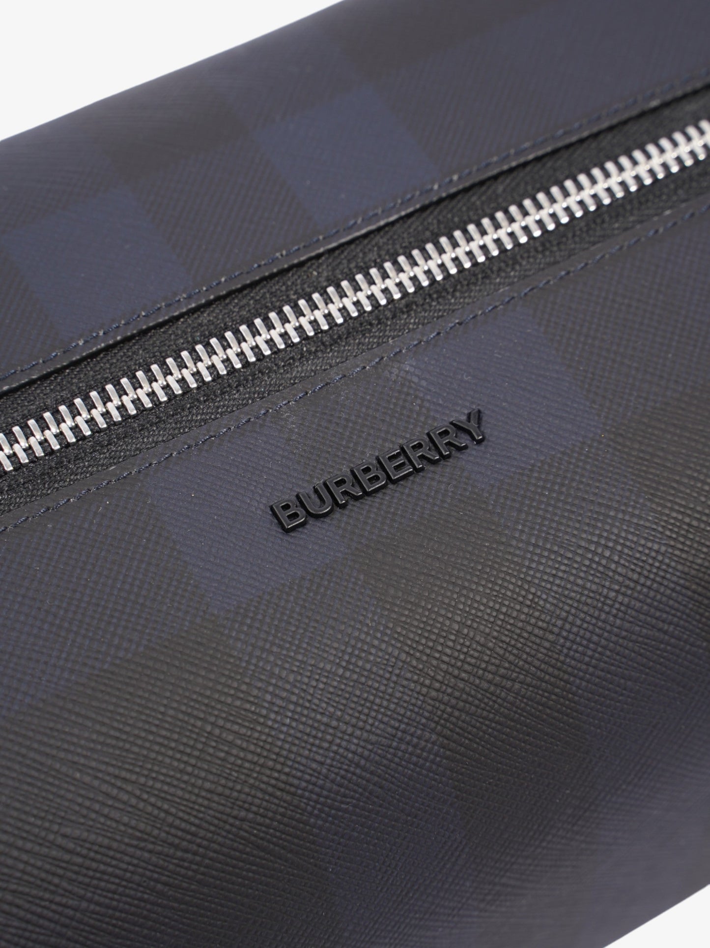 Burberry Wash Bag Dark Charcoal Blue  Coated Canvas