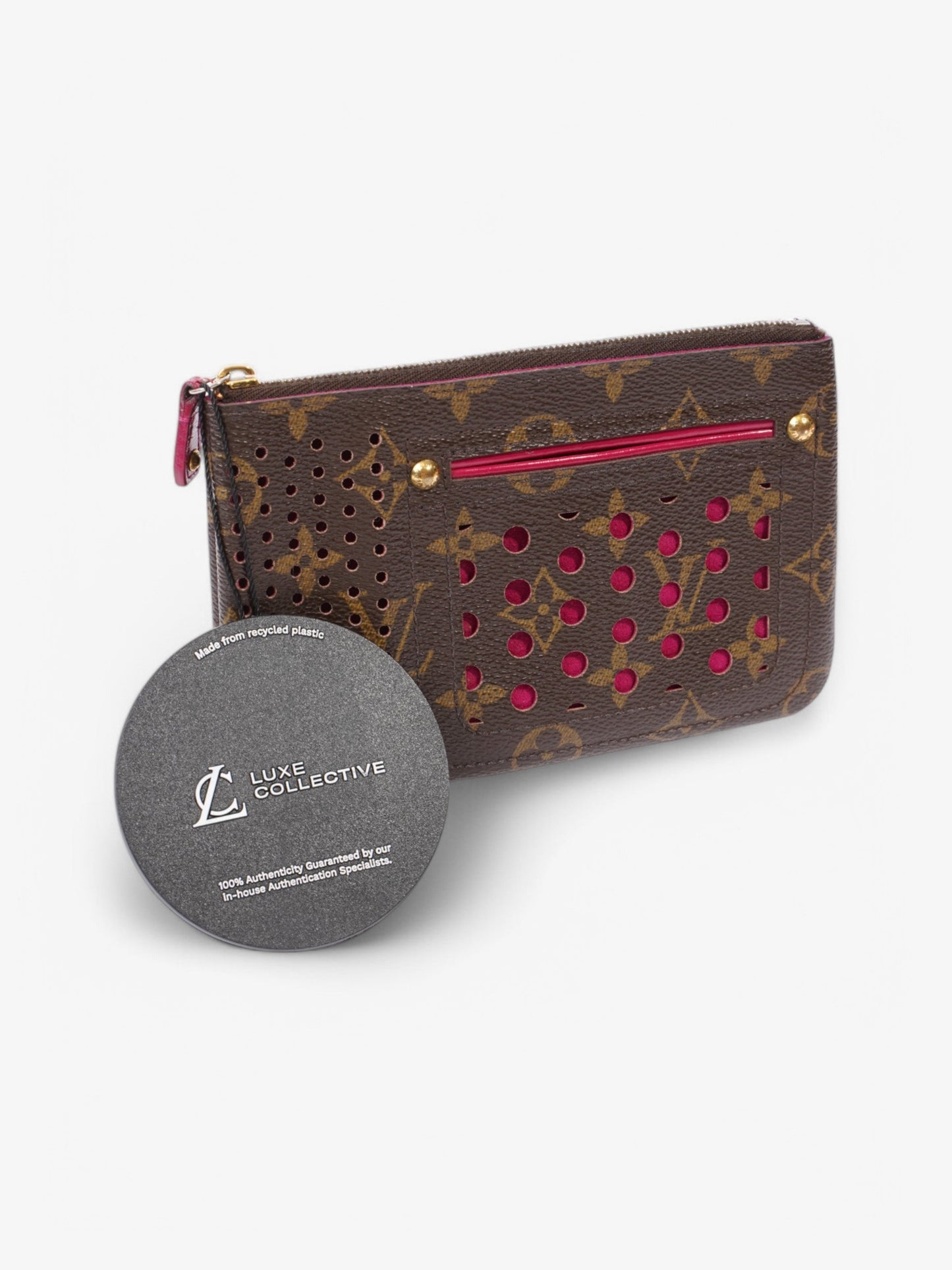 Louis Vuitton Perforated Pochette Plat Monogram / Fuschia Coated Canvas