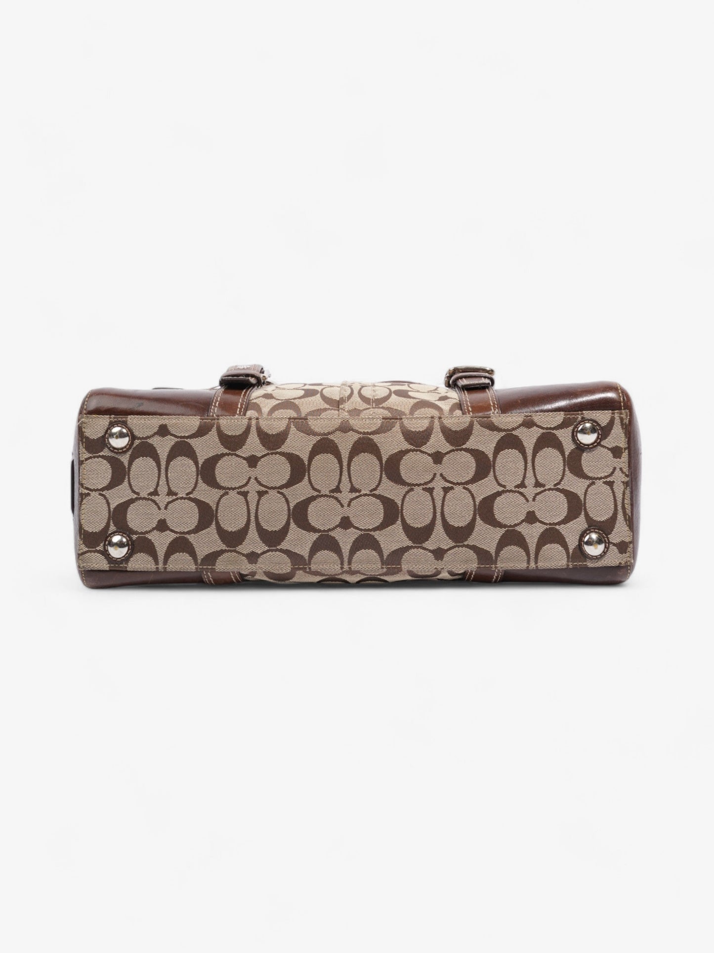 Coach Hampton Flap Satchel Brown Signature Canvas
