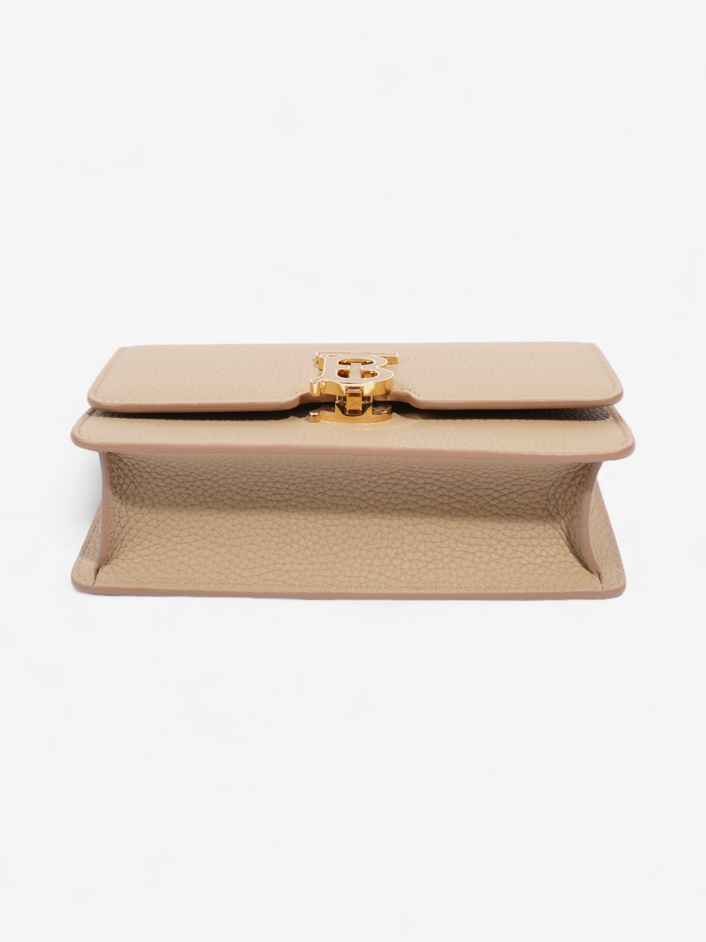 Burberry TB Elongated Oat Beige Leather Mini