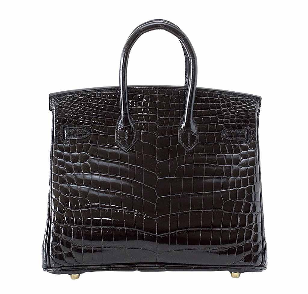 HermÃƒÆ’Ã‚Â¨s Birkin 25 Black Crocodile Bag GHW