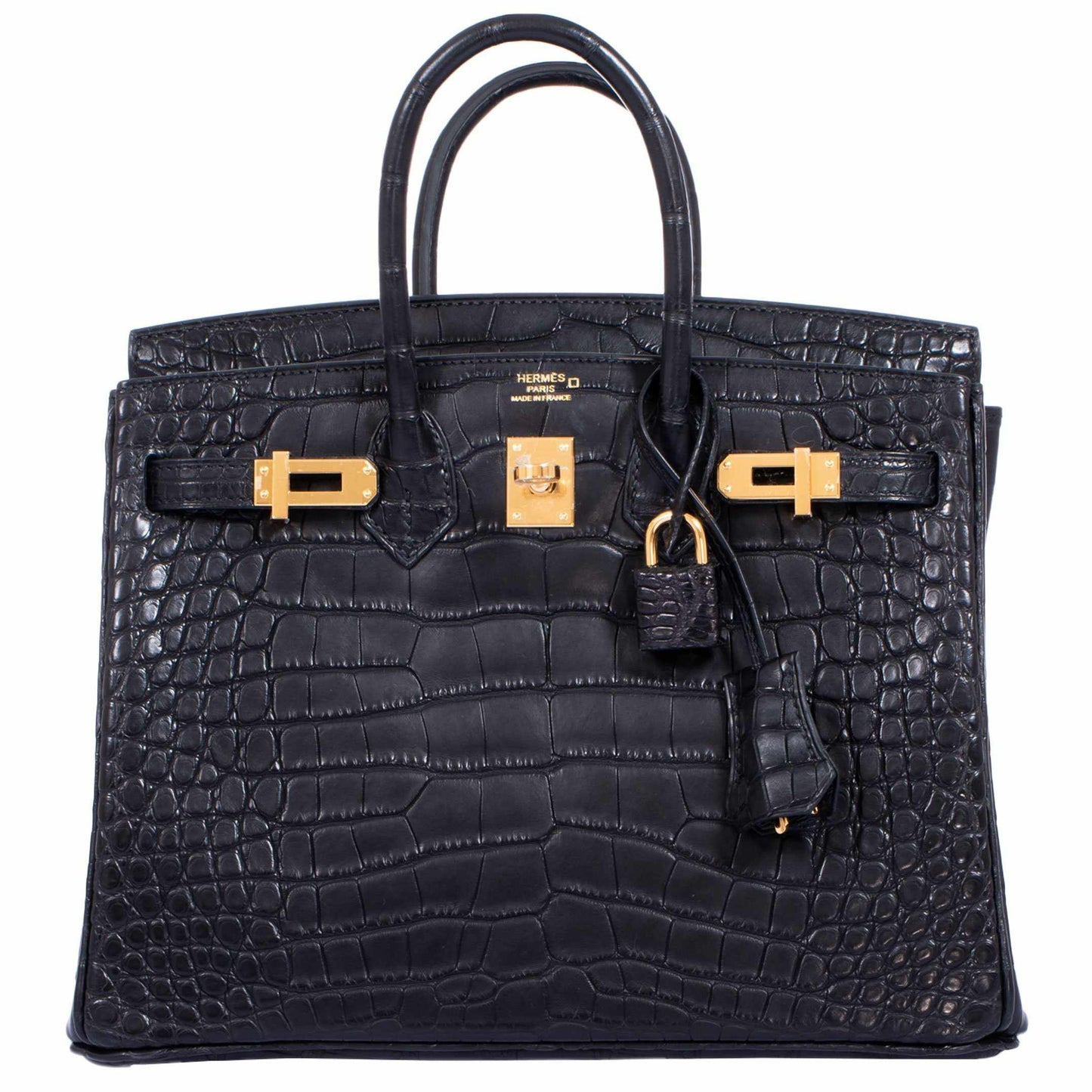 HermÃƒÆ’Ã‚Â¨s Birkin 25 Black Matte Alligator Gold Hardware
