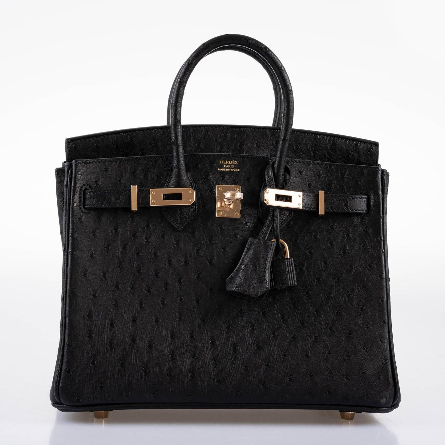 HermÃƒÆ’Ã‚Â¨s Birkin 25 Black Ostrich Rose Gold Hardware - 2021, Z