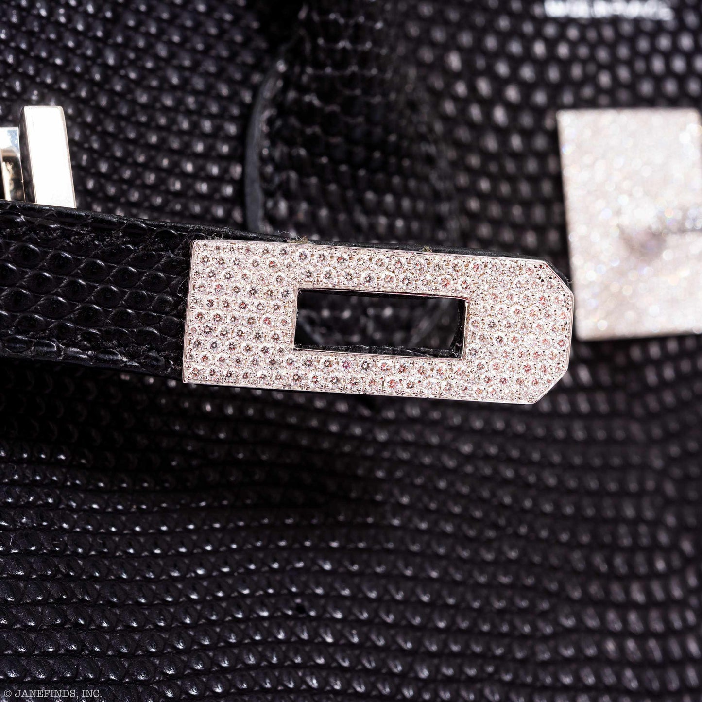 HermÃƒÆ’Ã‚Â¨s Birkin 25 Black Salvator Lizard With Jacob & Co. White Gold & Diamond Hardware