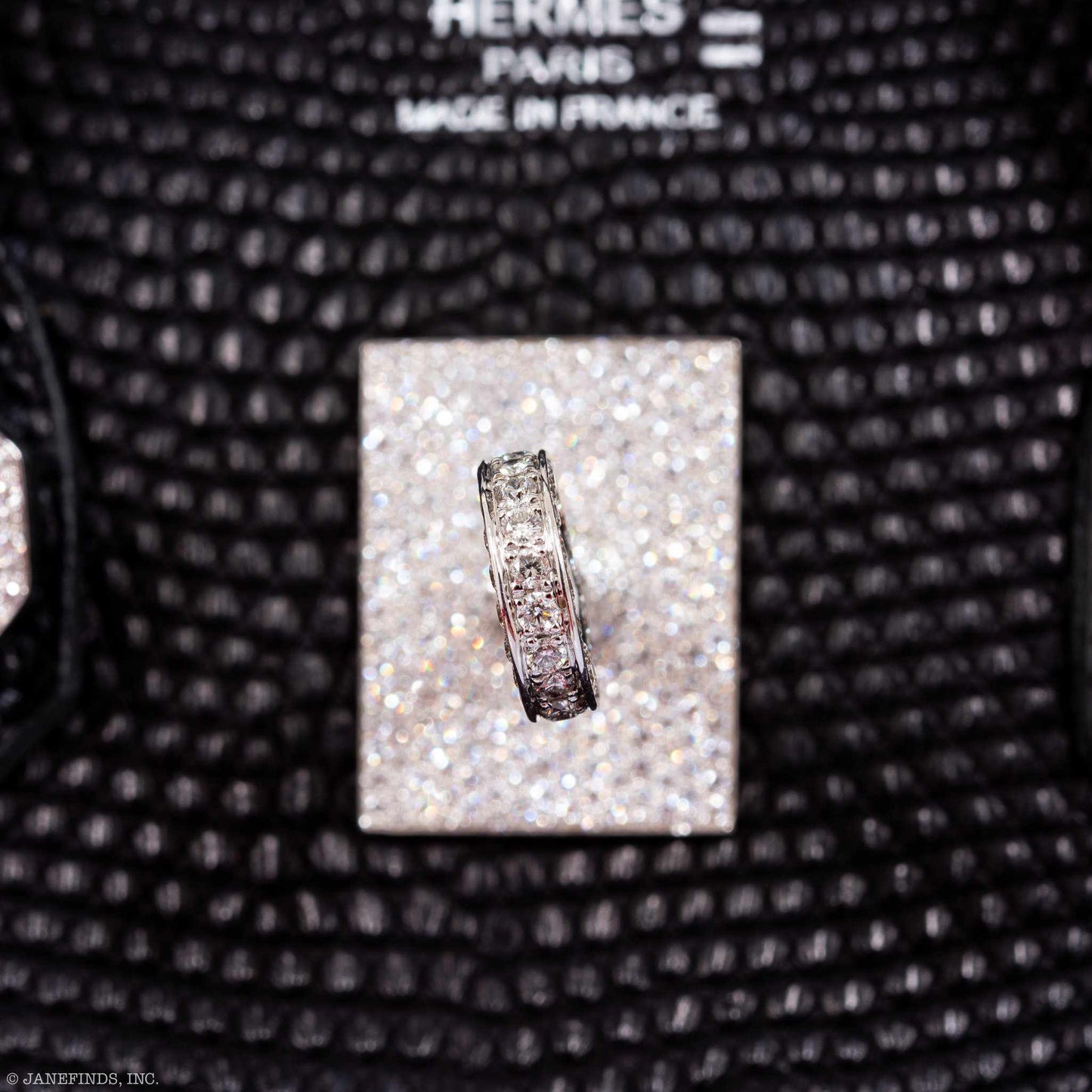 HermÃƒÆ’Ã‚Â¨s Birkin 25 Black Salvator Lizard With Jacob & Co. White Gold & Diamond Hardware