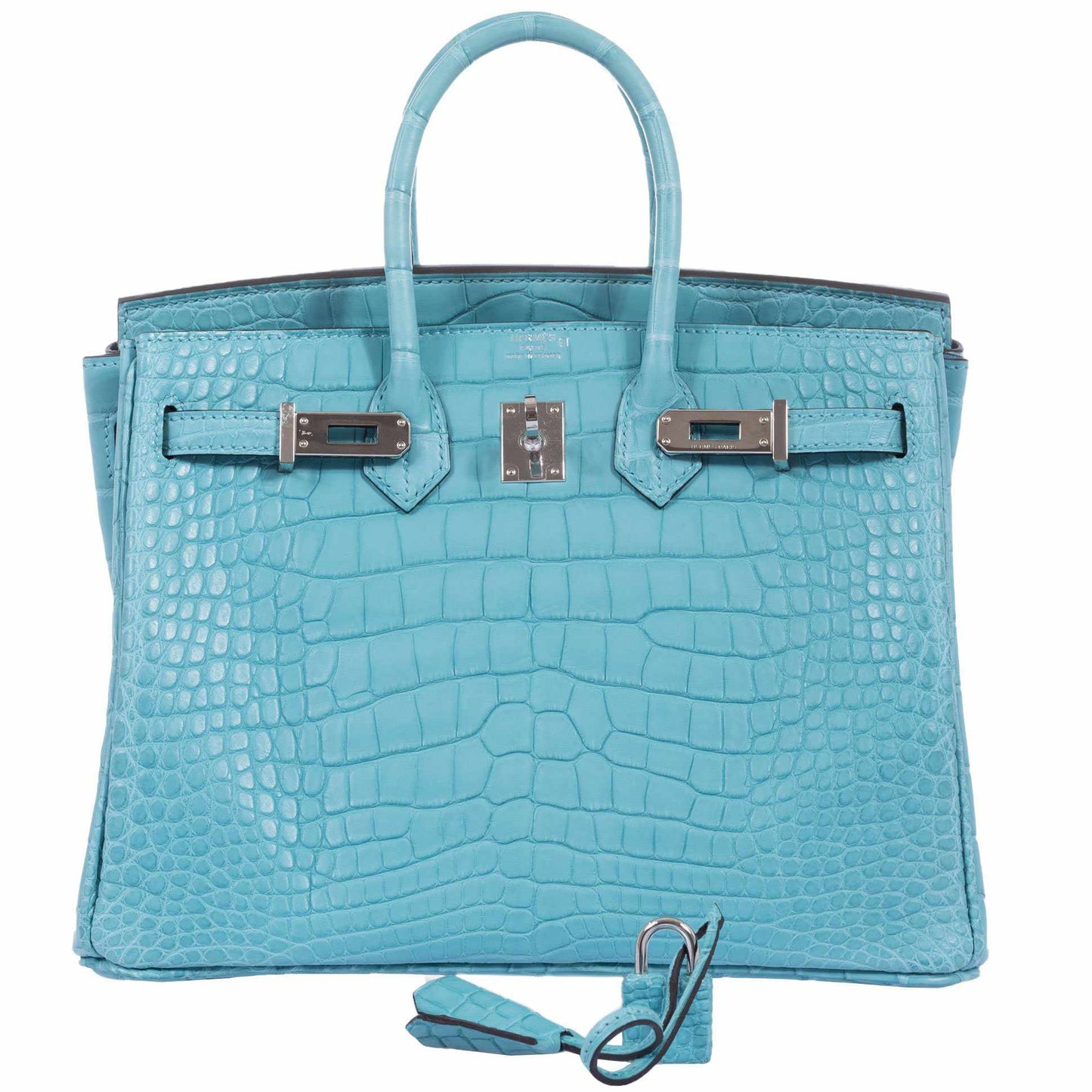 HermÃƒÆ’Ã‚Â¨s Birkin 25 Blue Saint Cyr Matte Alligator Palladium Hardware