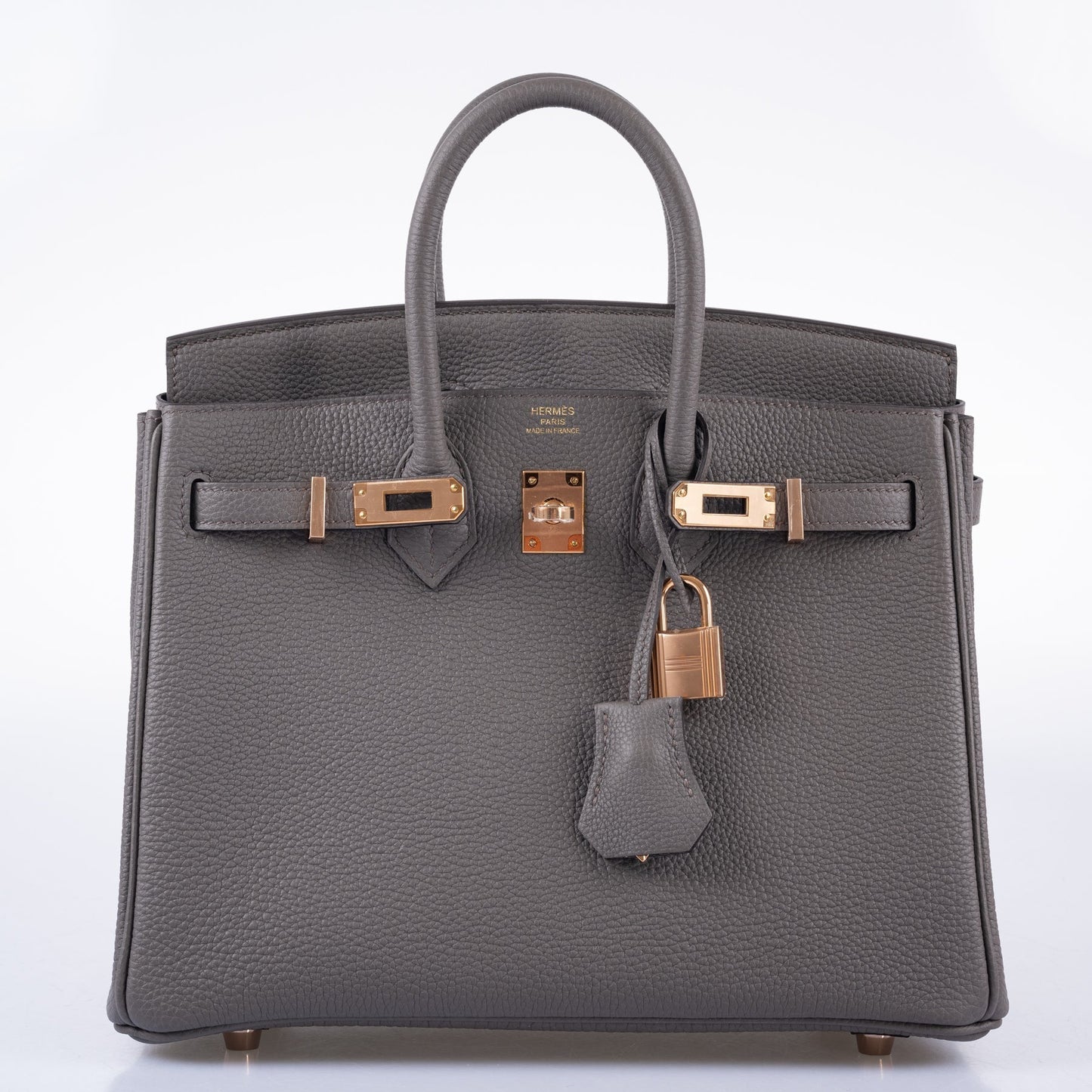 HermÃƒÆ’Ã‚Â¨s Birkin 25 Etain Togo with Rose Gold Hardware