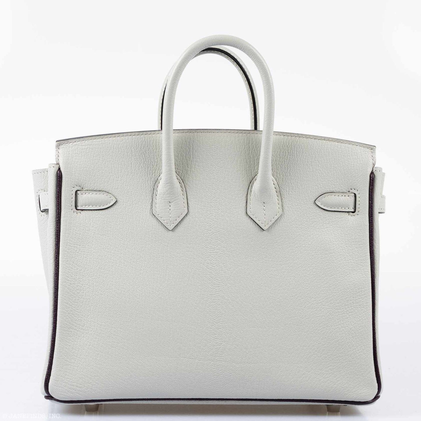 HermÃƒÆ’Ã‚Â¨s Birkin 25 HSS Bi-Color Gris Perle and Raisin Chevre Brushed Palladium Hardware - Special Edition
