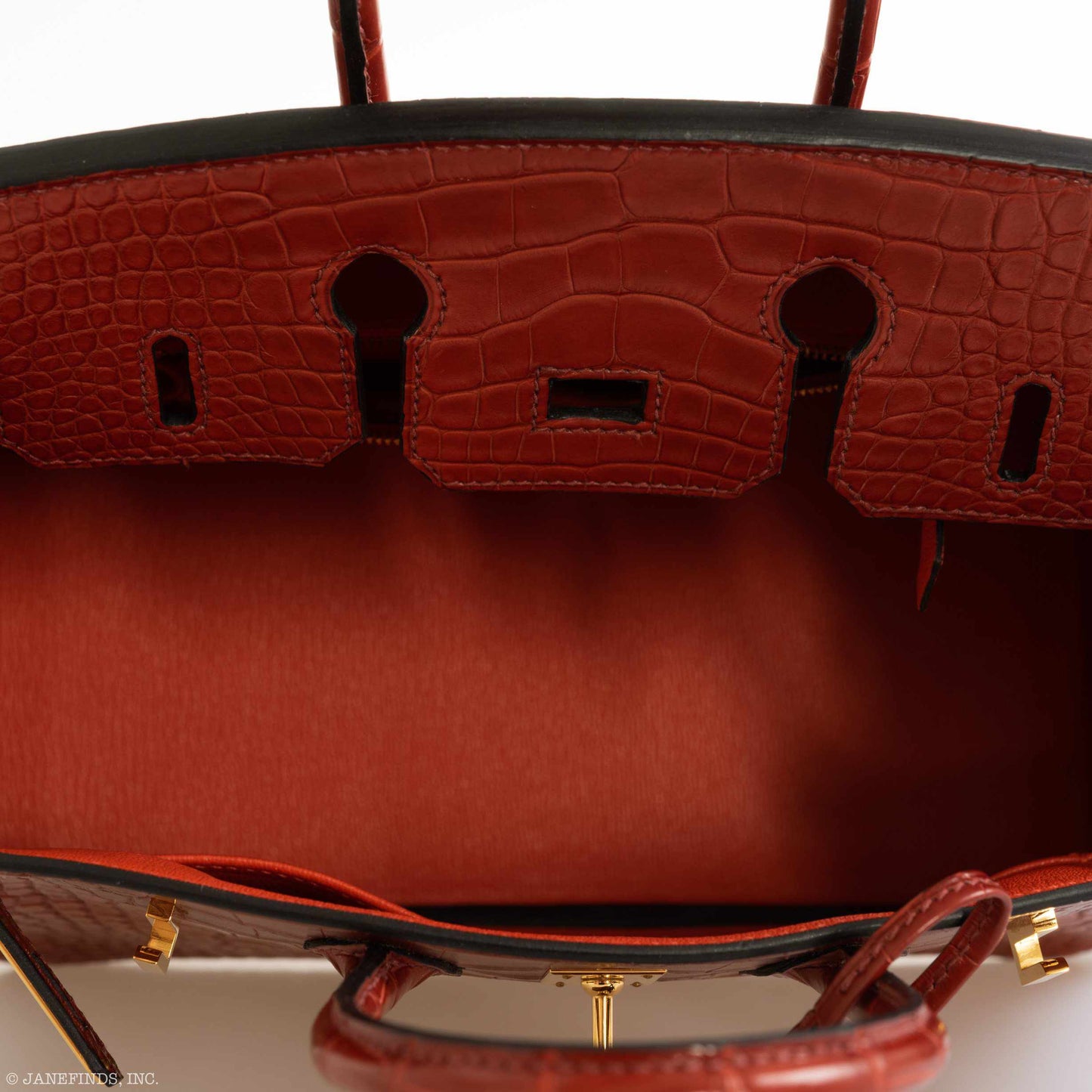 HermÃƒÆ’Ã‚Â¨s Birkin 25 HSS Rouge H Alligator & Orange Interior Gold Hardware