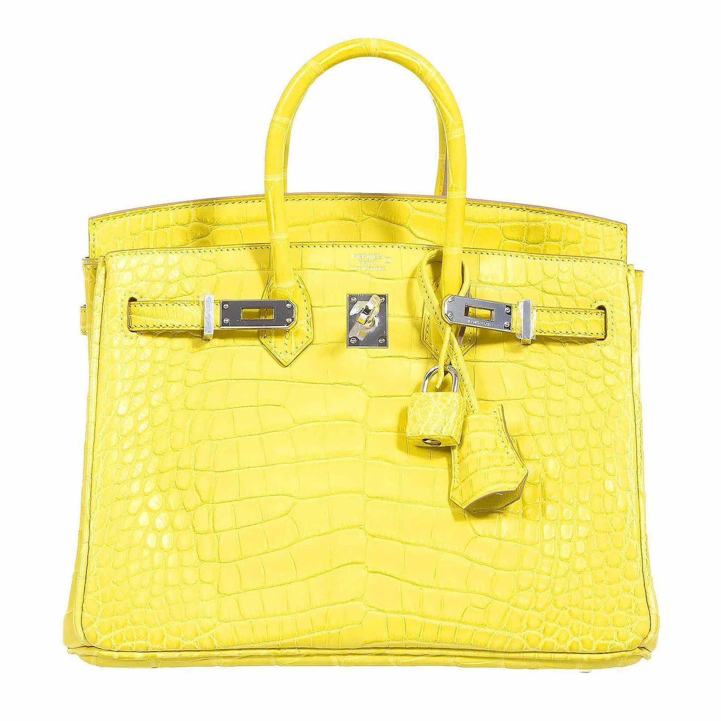 HermÃƒÆ’Ã‚Â¨s Birkin 25 Lime Yellow Matte Alligator Palladium Hardware