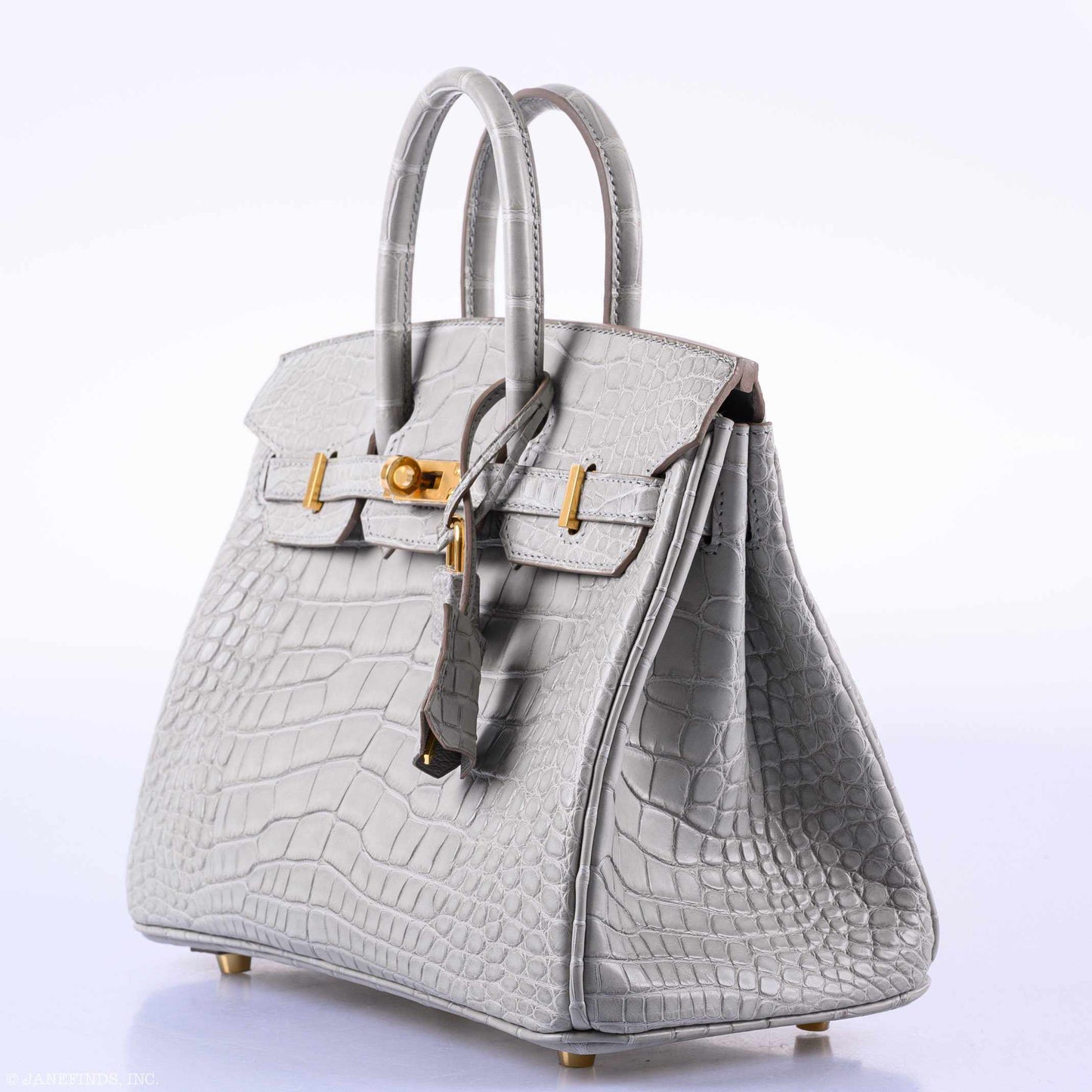 HermÃƒÆ’Ã‚Â¨s Birkin 25 Matte Gris Perle Alligator Gold Hardware - 2019, D